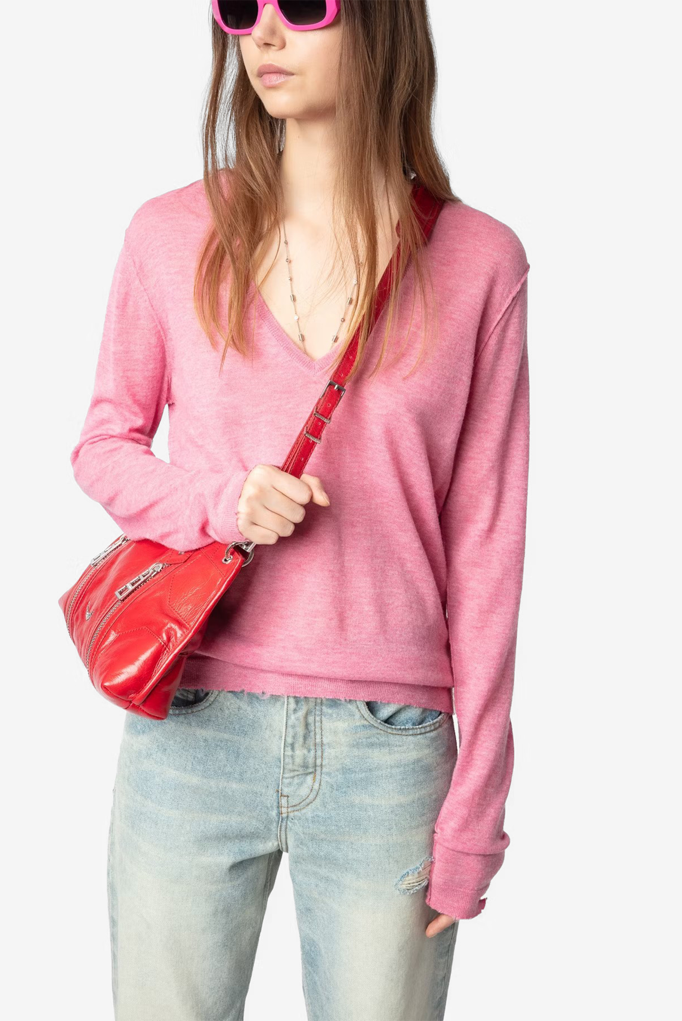 Женский розовый кашемировый пуловер Rivy Розовый XS ZADIG&VOLTAIRE KWSW01661_PHLOX Женский розовый кашемировый пуловер Rivy Розовый XS ZADIG&VOLTAIRE KWSW01661_PHLOX