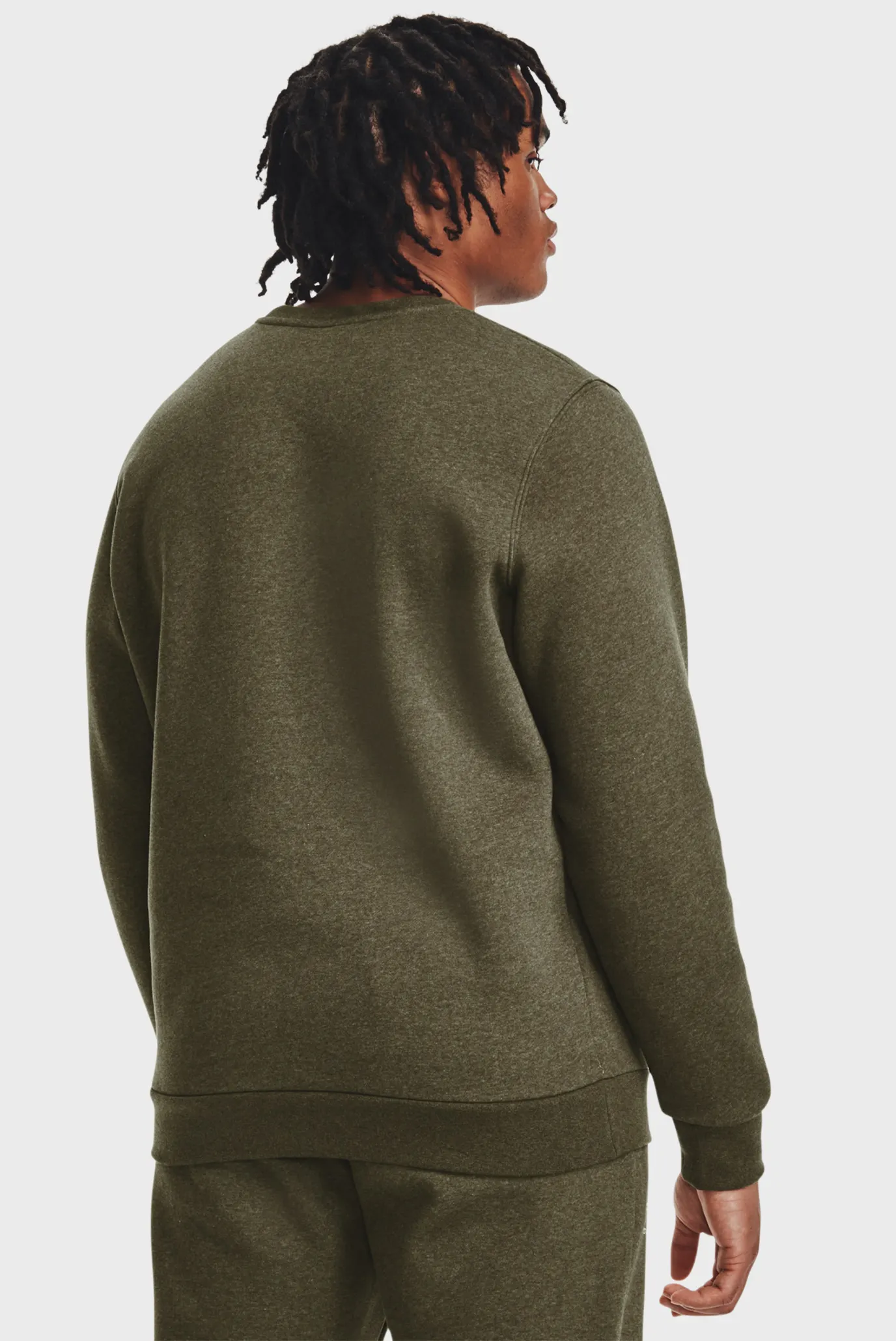 Чоловічий оливковий світшот UA Essential Fleece Crew-GRN 3