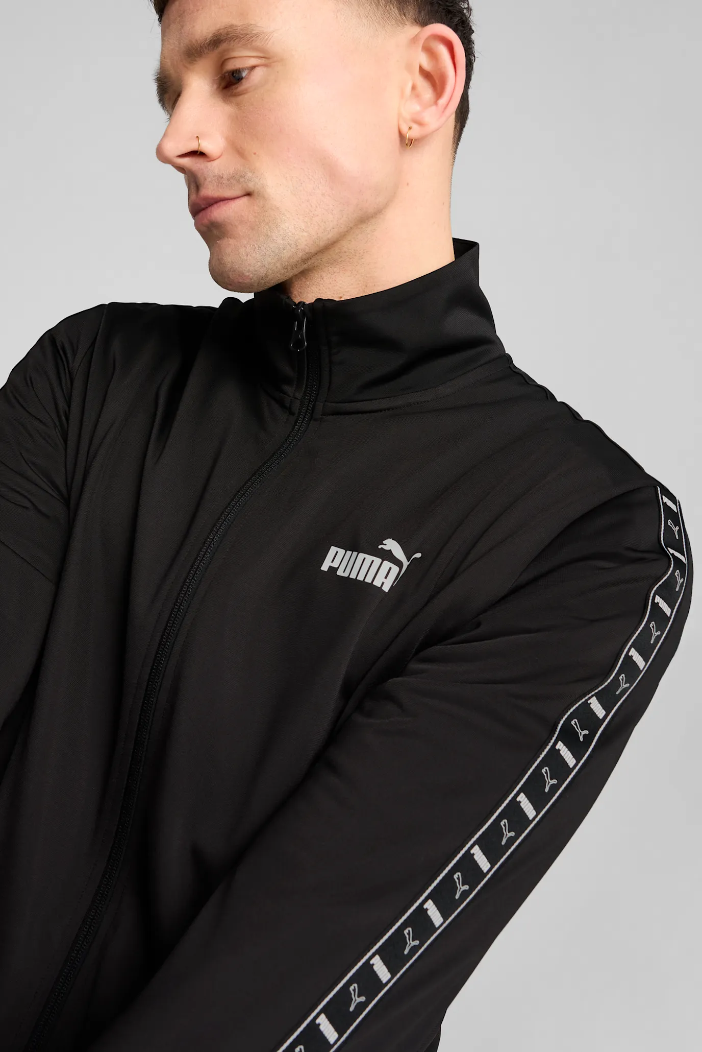 Чоловічий чорний спортивний костюм (кофта, штани) Poly Tape Tracksuit Men 4