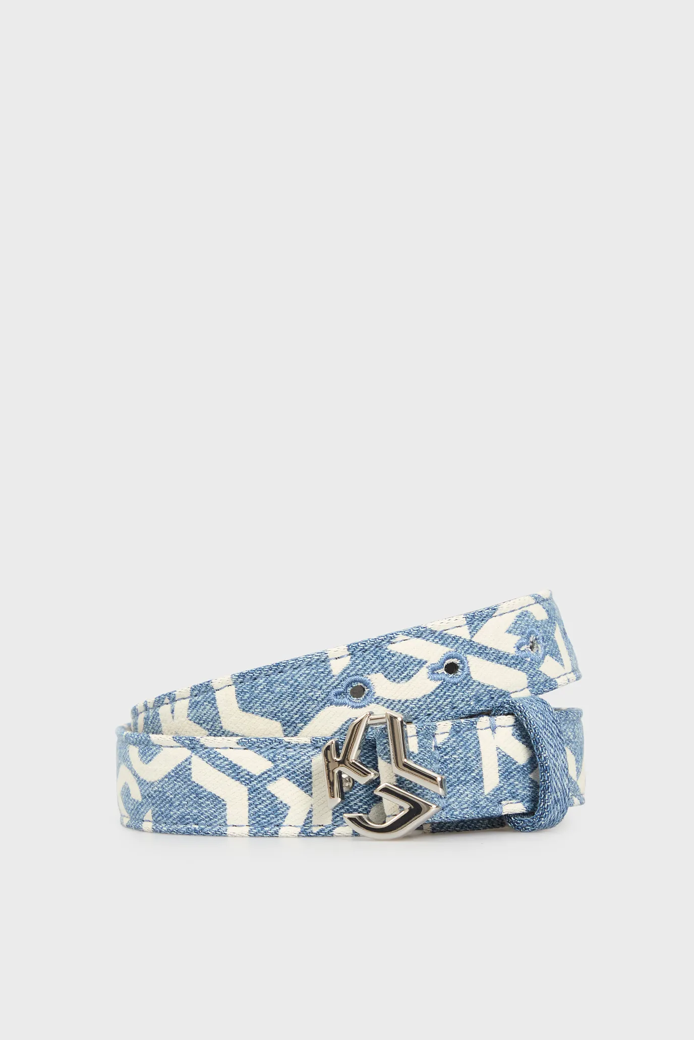 Жіночий блакитний джинсовий ремінь з візерунком monogram denim wmn logo belt 2
