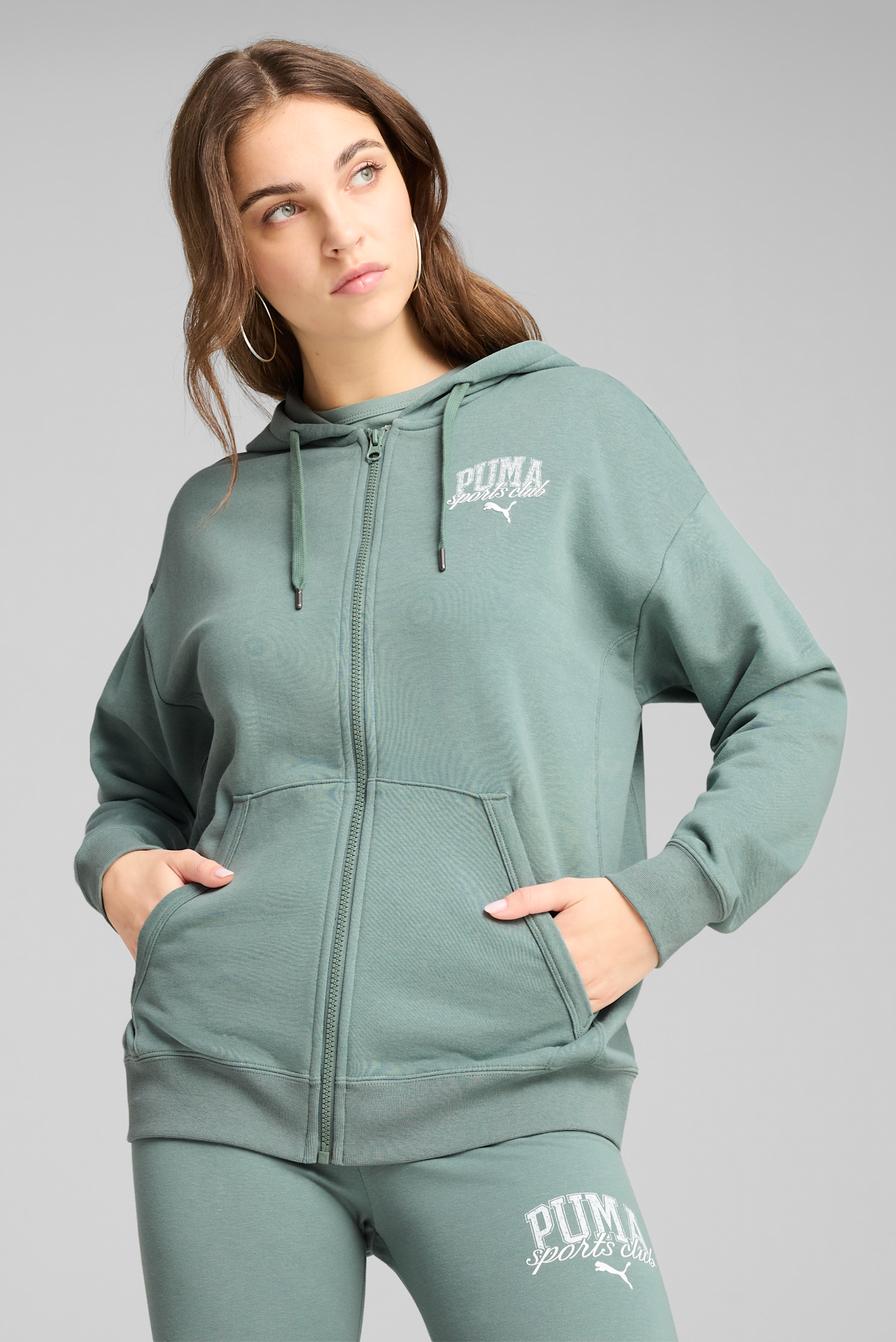 Женское мятное худи PUMA CLASS Relaxed Full-Zip Hoodie Women 1