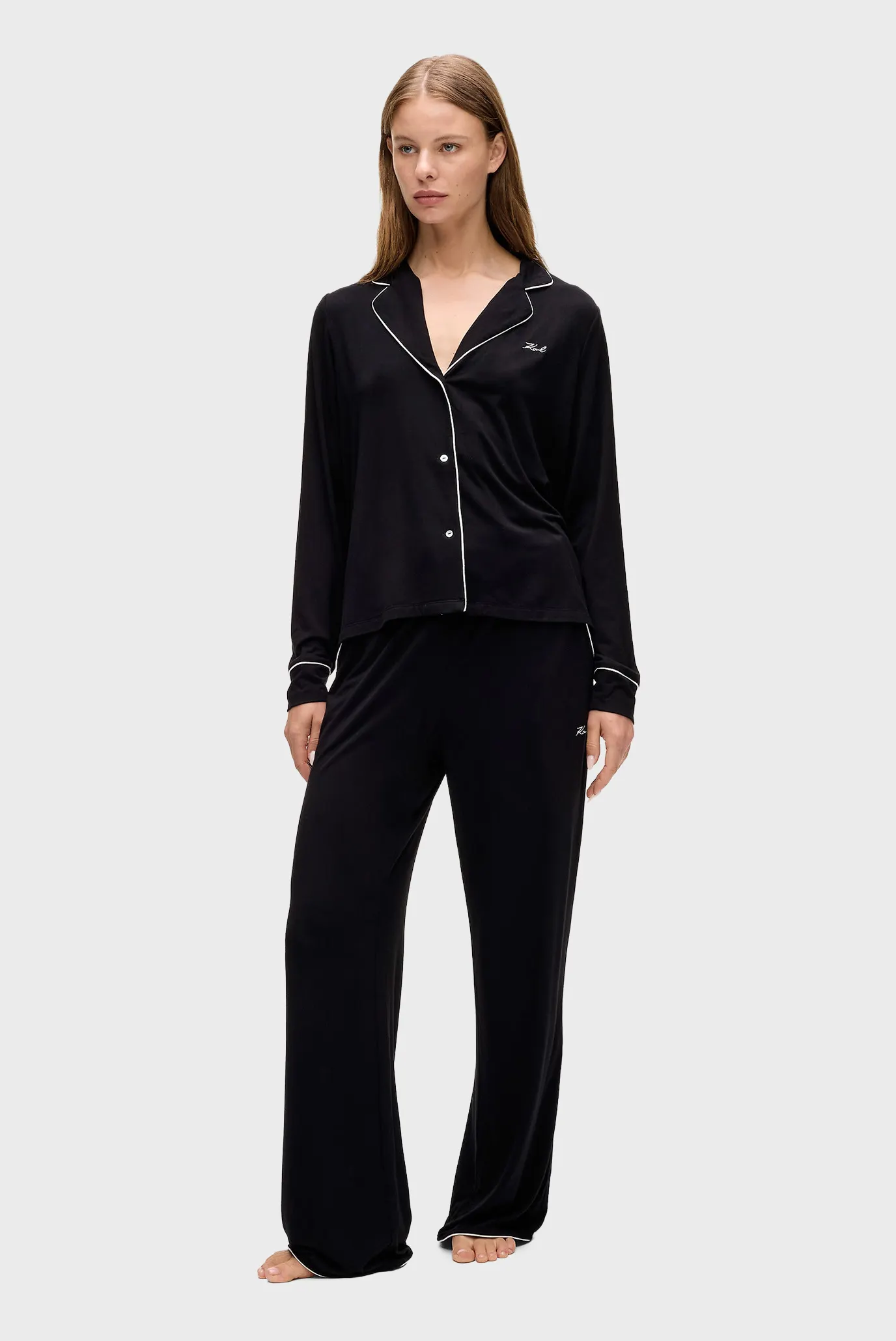 Жіноча чорна піжама (сорочка, брюки) jersey 1