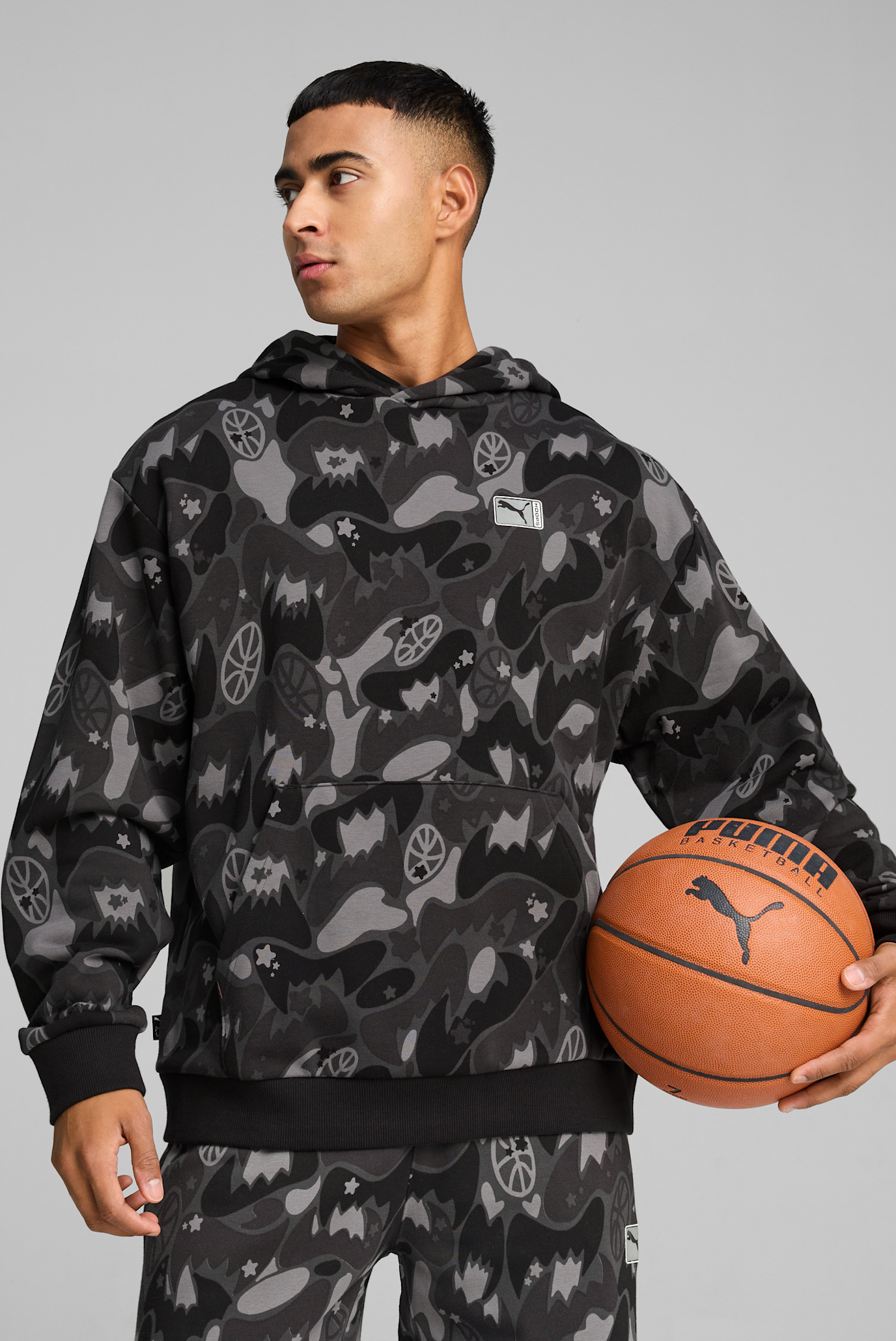 Чоловіче чорне худі з візерунком Dress Code Camo Basketball Hoodie Men 1