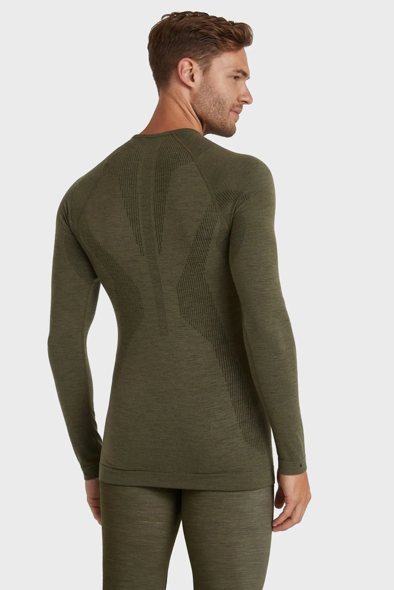 Чоловічий оливковий вовняний термореглан TECH 3