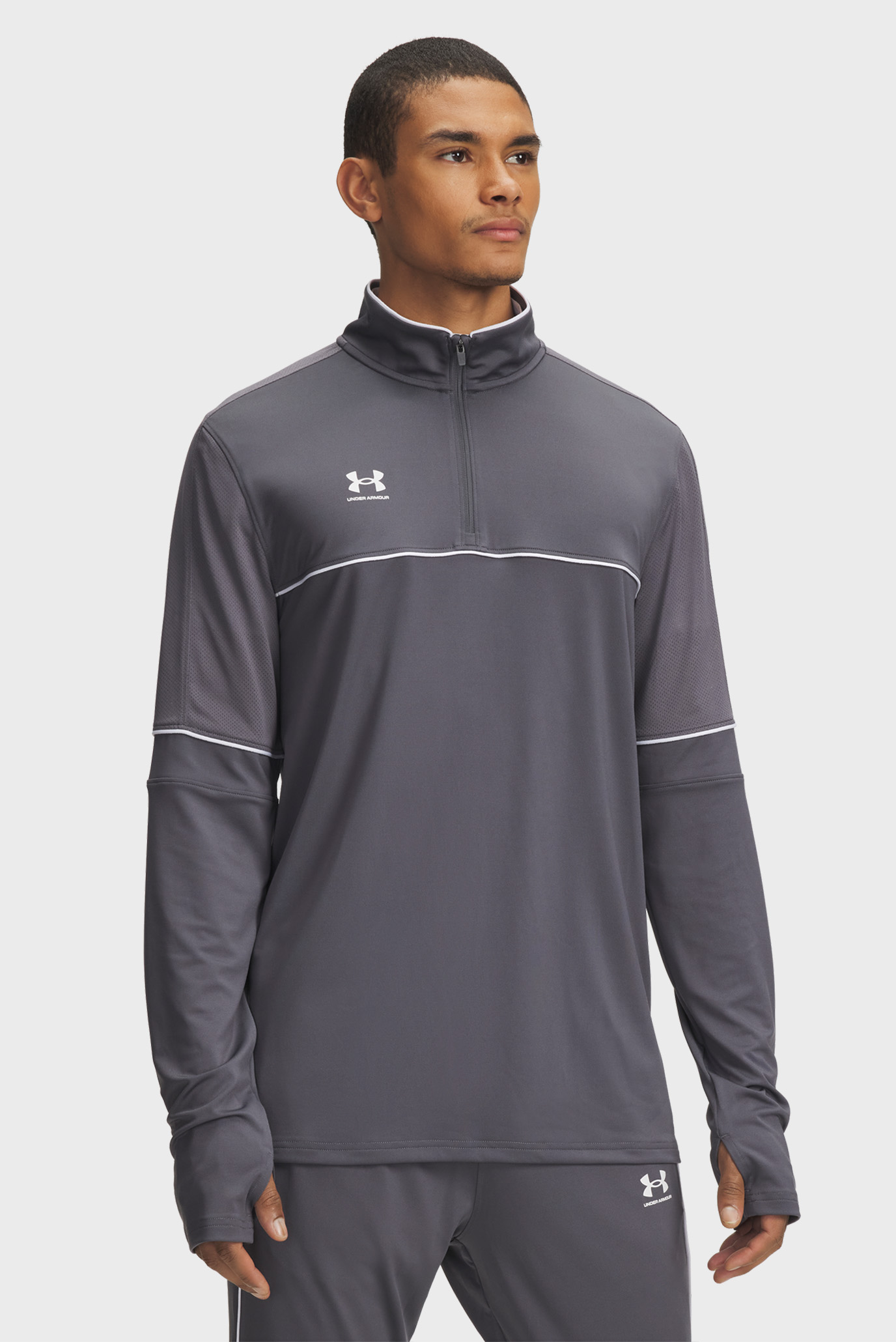 Мужская серая спортивная кофта UA M Challenger Training QZ Серый S Under Armour 6004043-025 Мужская серая спортивная кофта UA M Challenger Training QZ Серый S Under Armour 6004043-025