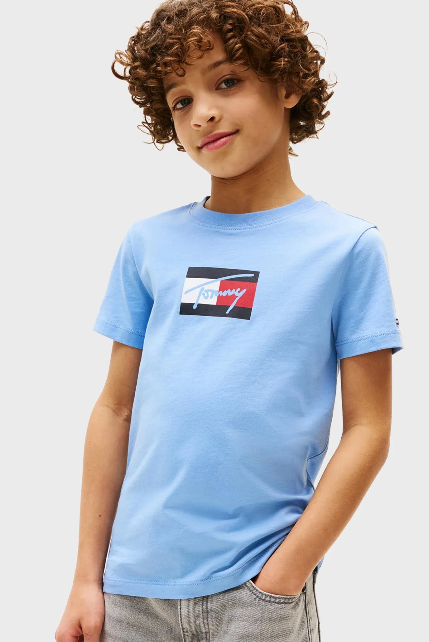 Дитяча блакитна футболка TOMMY SCRIPT FLAG 1