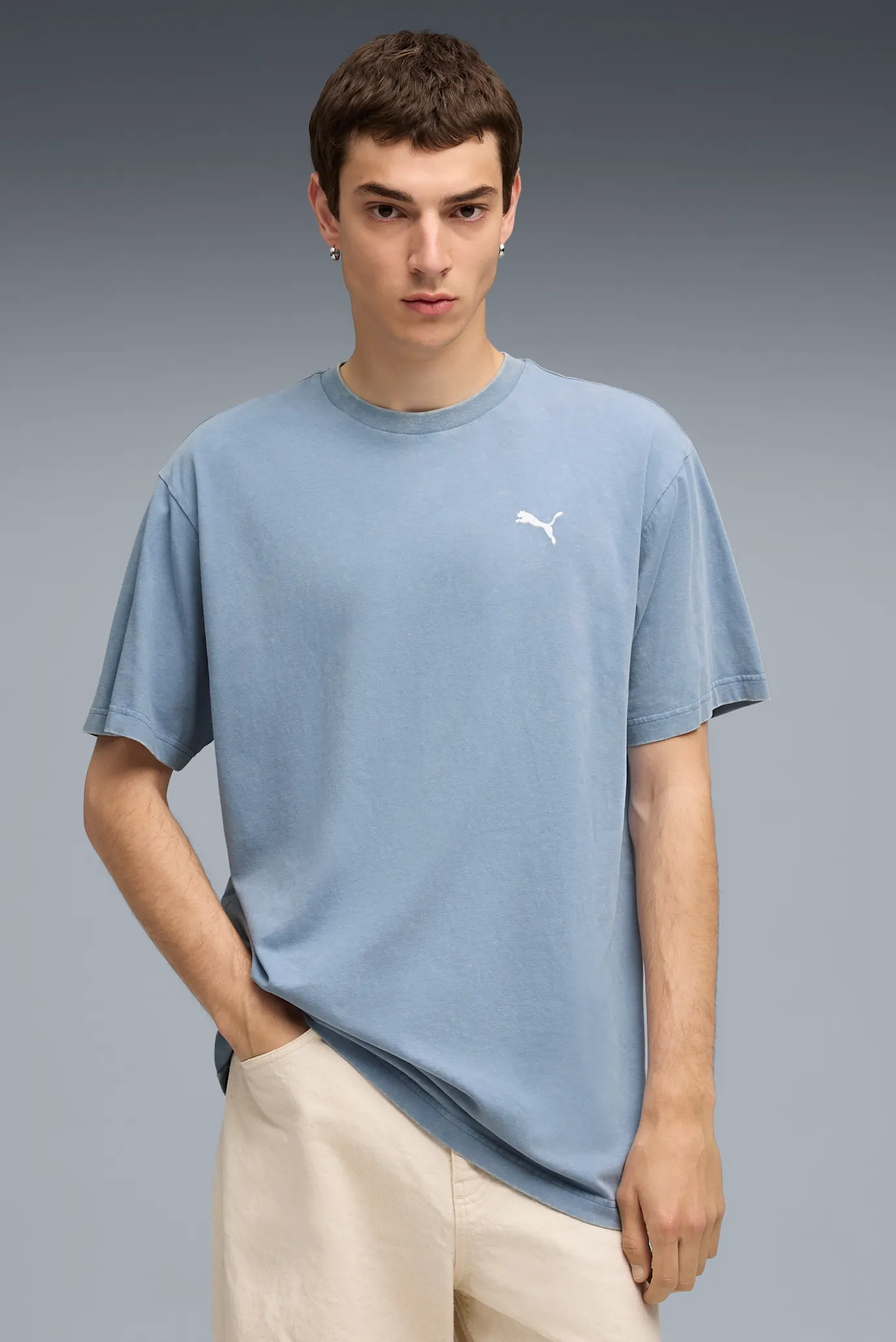 Мужская голубая футболка Essentials Elevated Relaxed Wash Tee Men 1