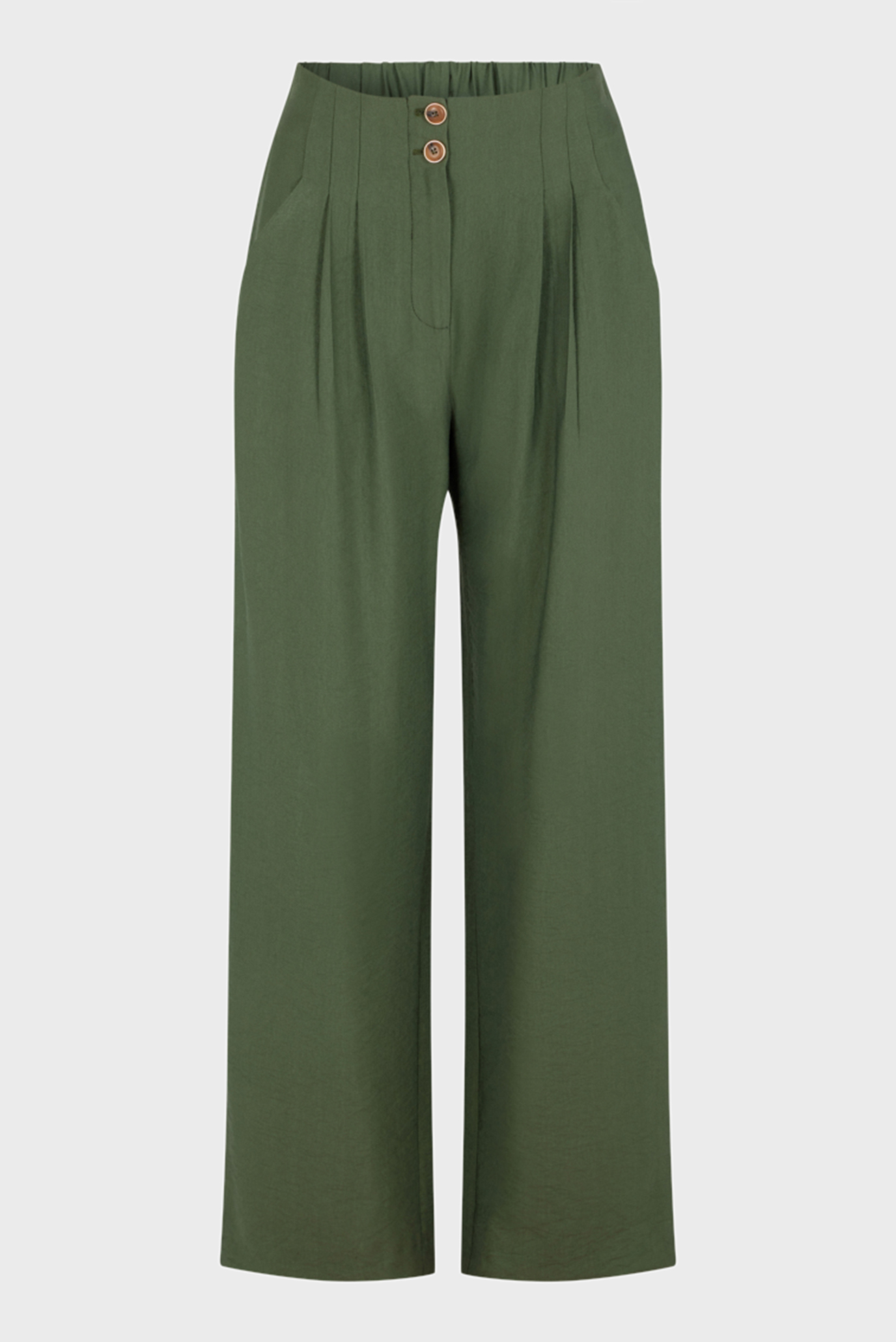 Женские зеленые льняные брюки 1