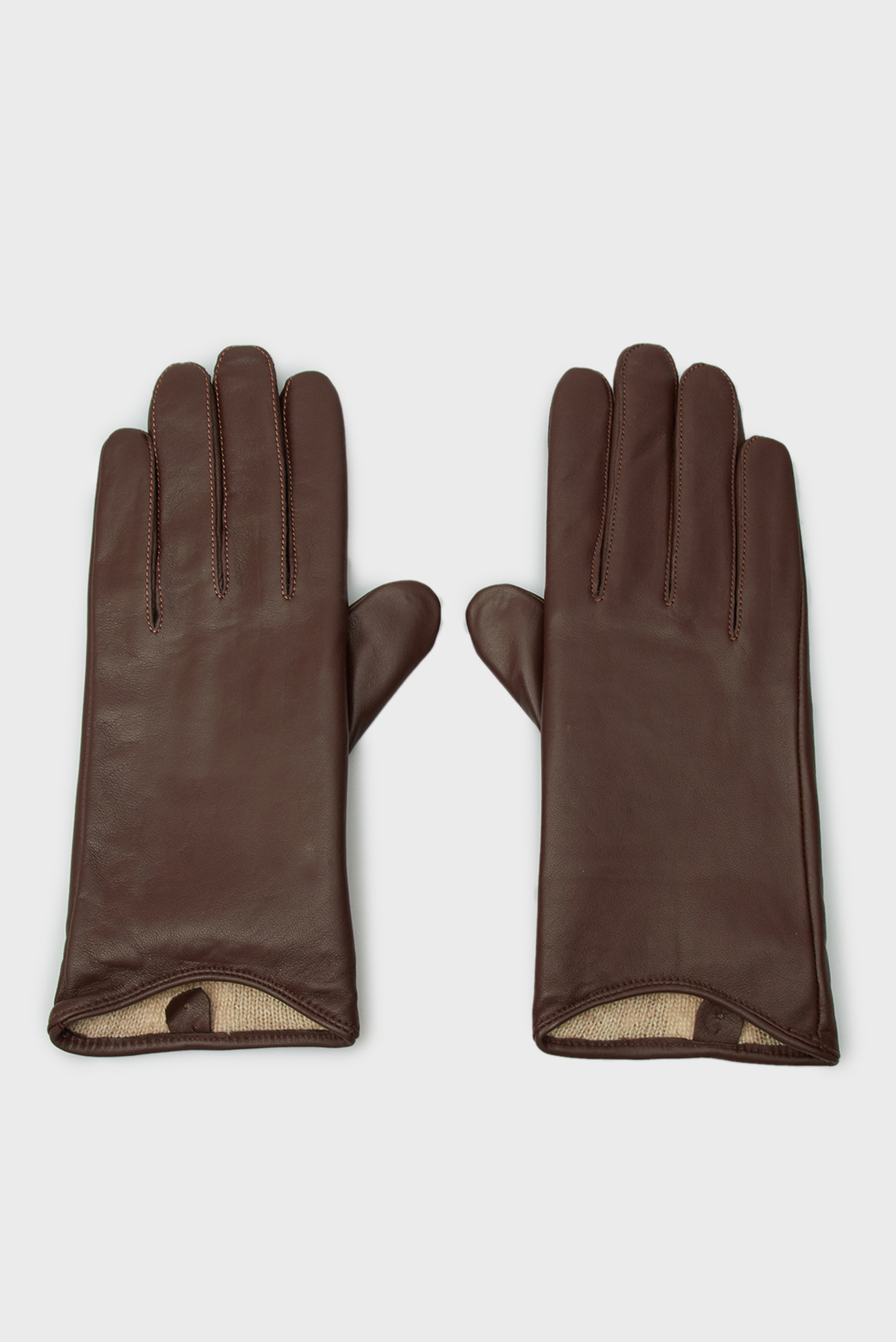 Женские темно-коричневые кожаные перчатки LEATHER GLOVES 1