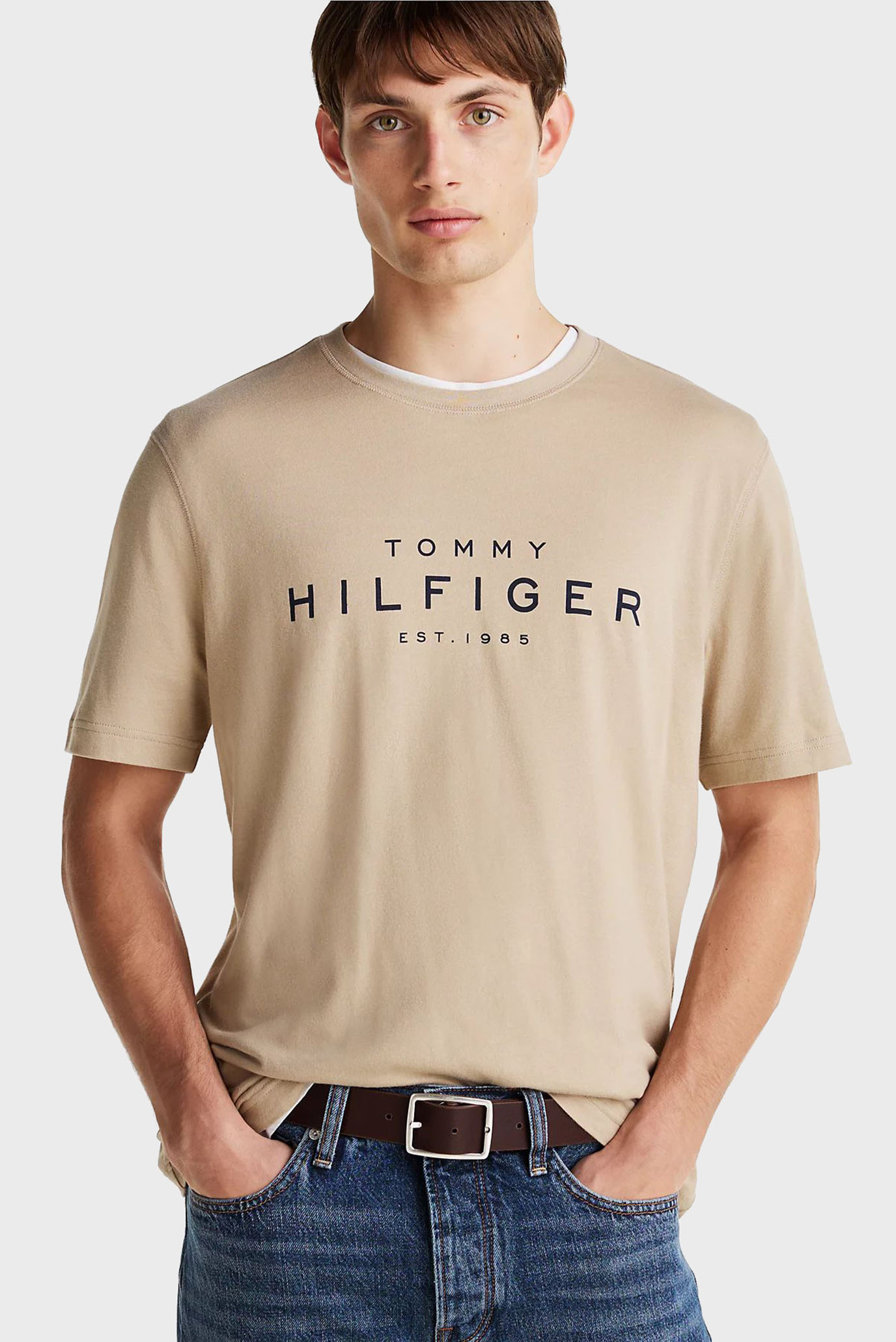 Мужская бежевая футболка BIG HILFIGER TEE 1