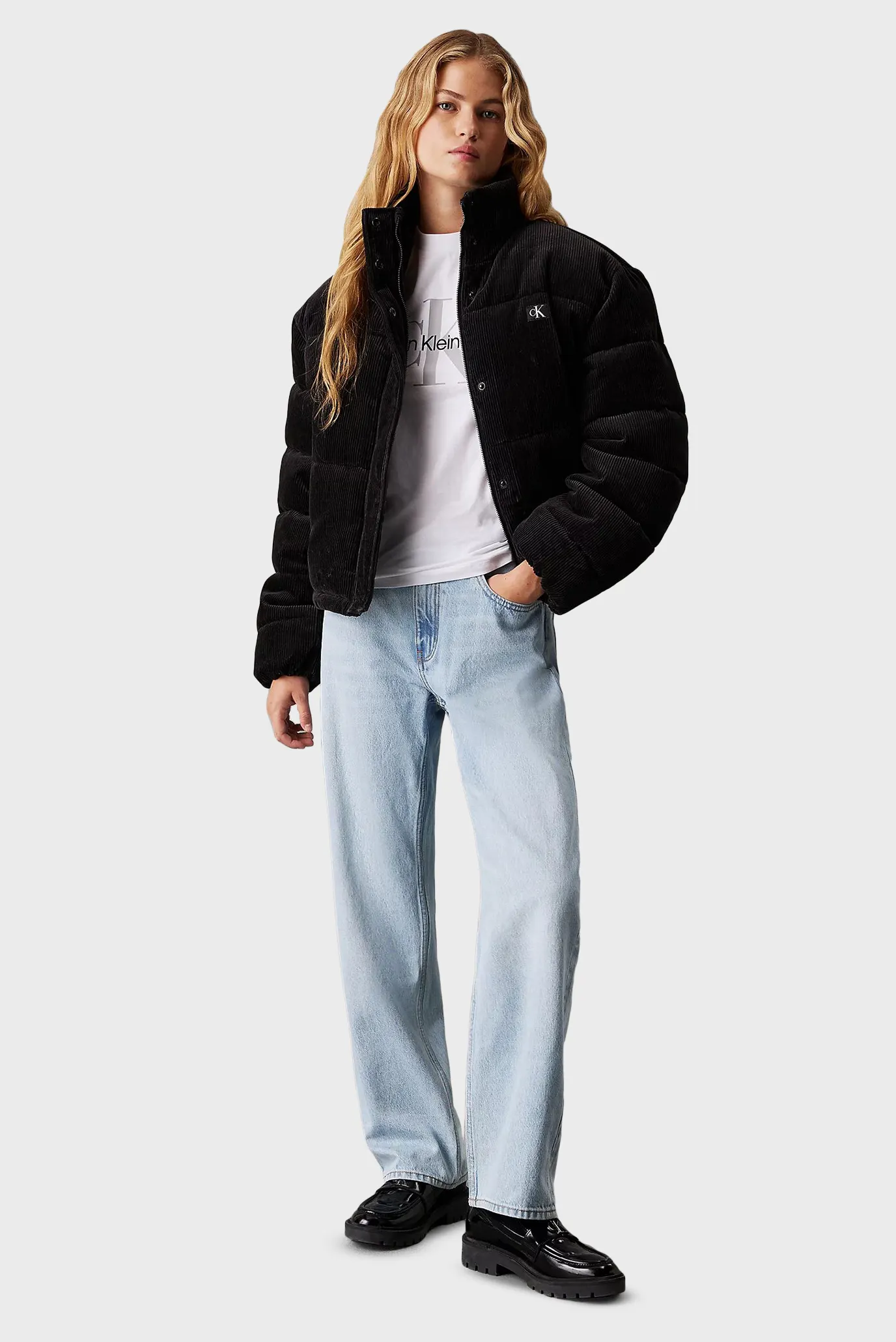 Женская черная вельветовая куртка CORDUROY PUFFER Calvin Klein