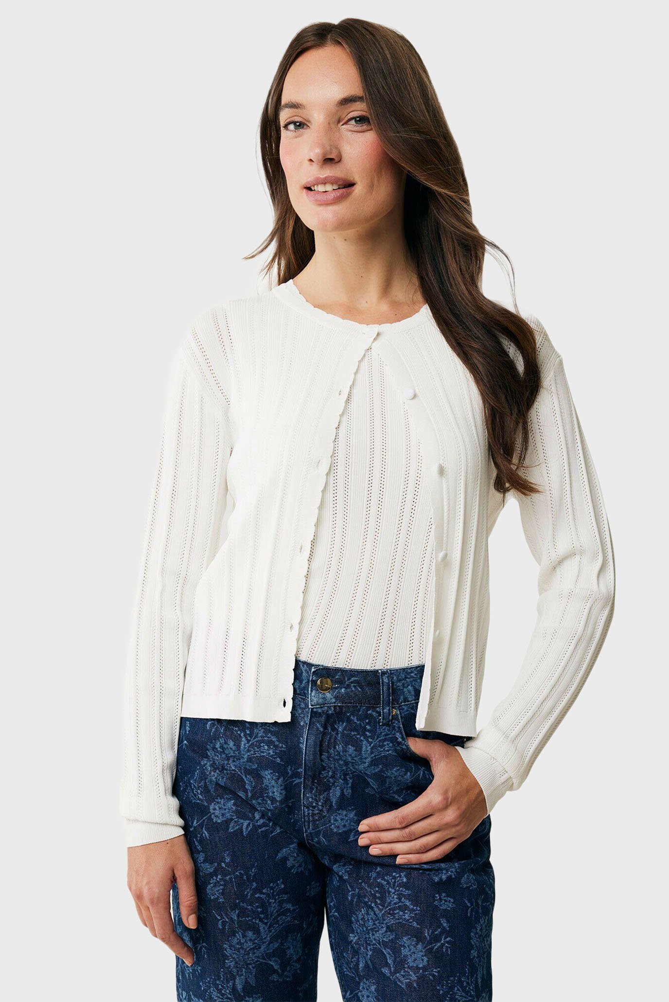 Женский белый кардиган PEONY classic ajour cardigan Белый M Mexx MF006600451W Женский белый кардиган PEONY classic ajour cardigan Белый M Mexx MF006600451W