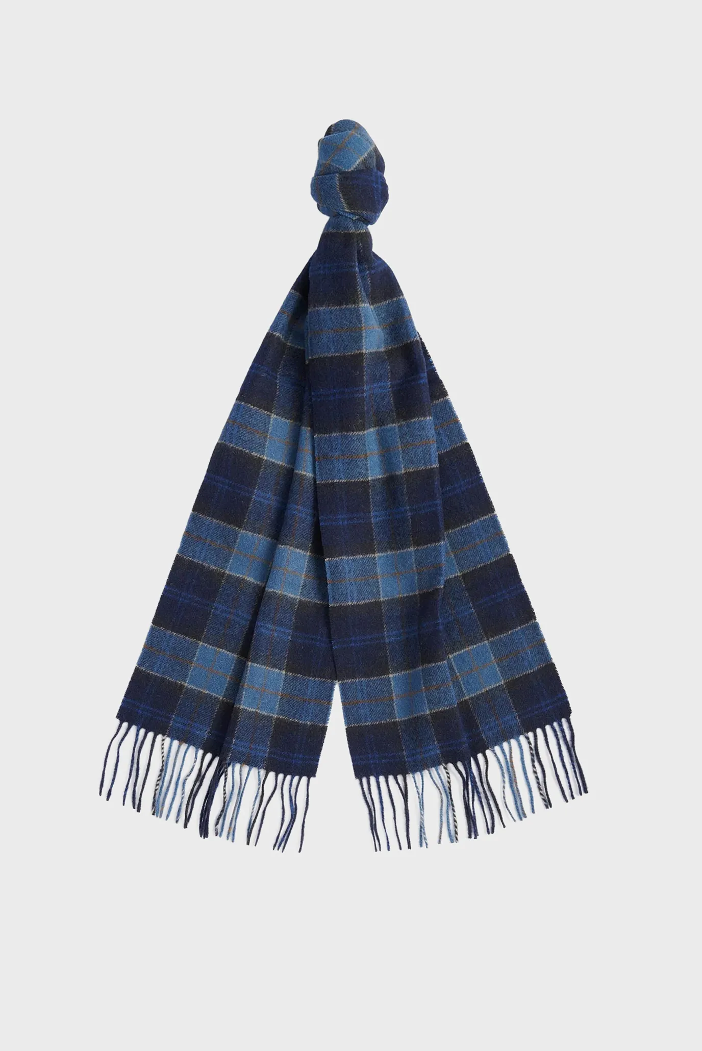 Мужской синий шерстяной шарф в клетку 2