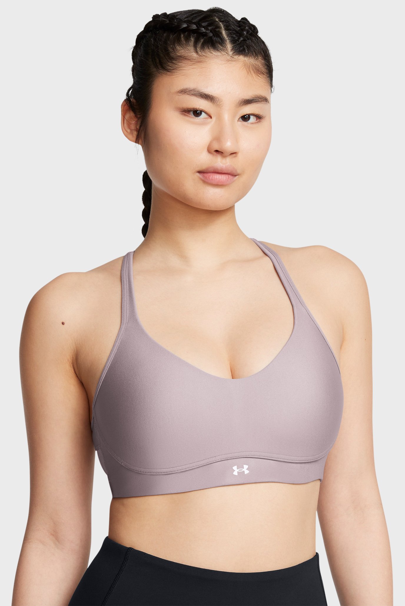 Женский серый топ UA Infinity Low 2.0Strap Bra 1