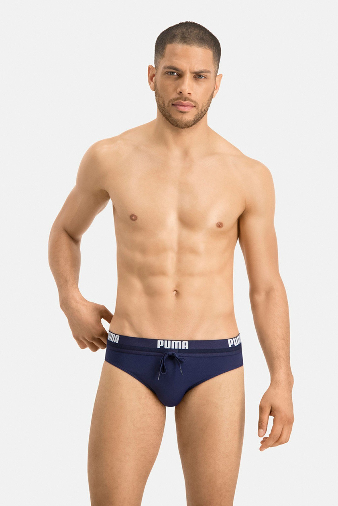 Мужские темно-синие плавки PUMA Swim Men Logo Swim Brief 1