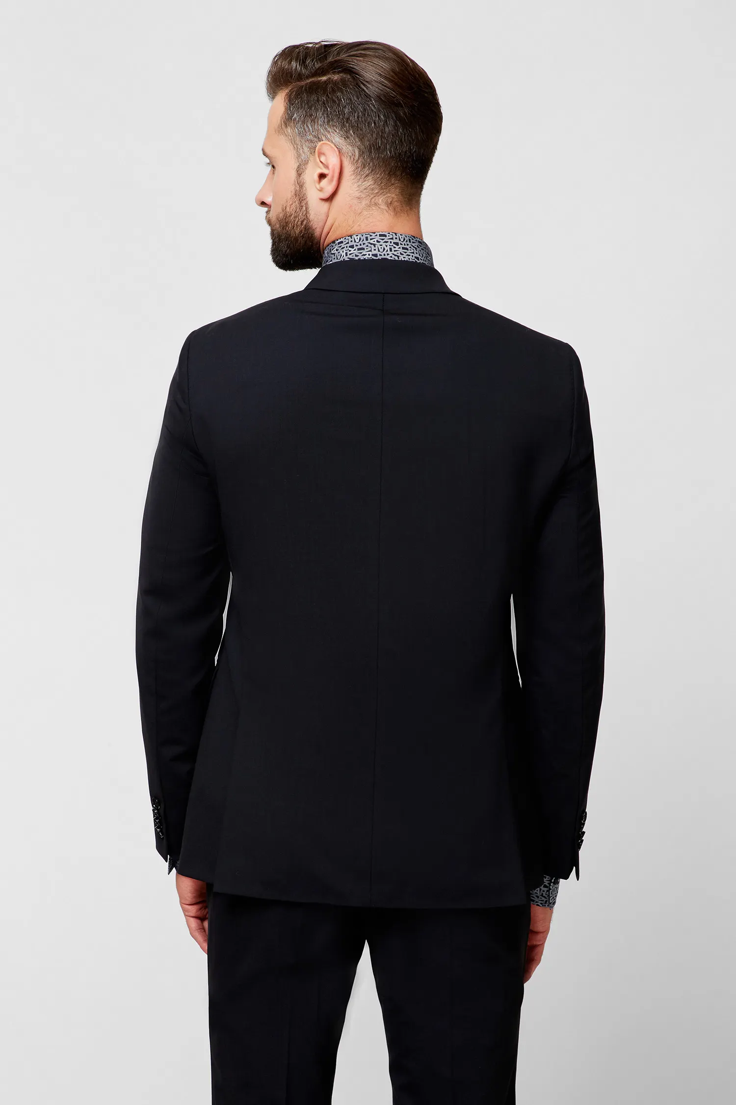 Мужской черный шерстяной пиджак 3