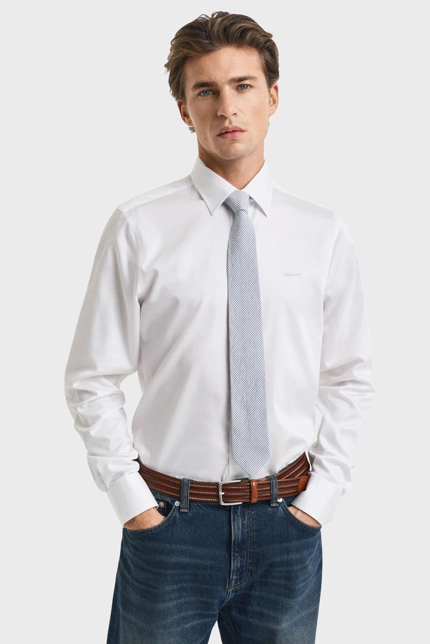 Мужская белая рубашка SLIM SATEEN SHIRT Белый XXL Gant 3230300 Мужская белая рубашка SLIM SATEEN SHIRT Белый XXL Gant 3230300