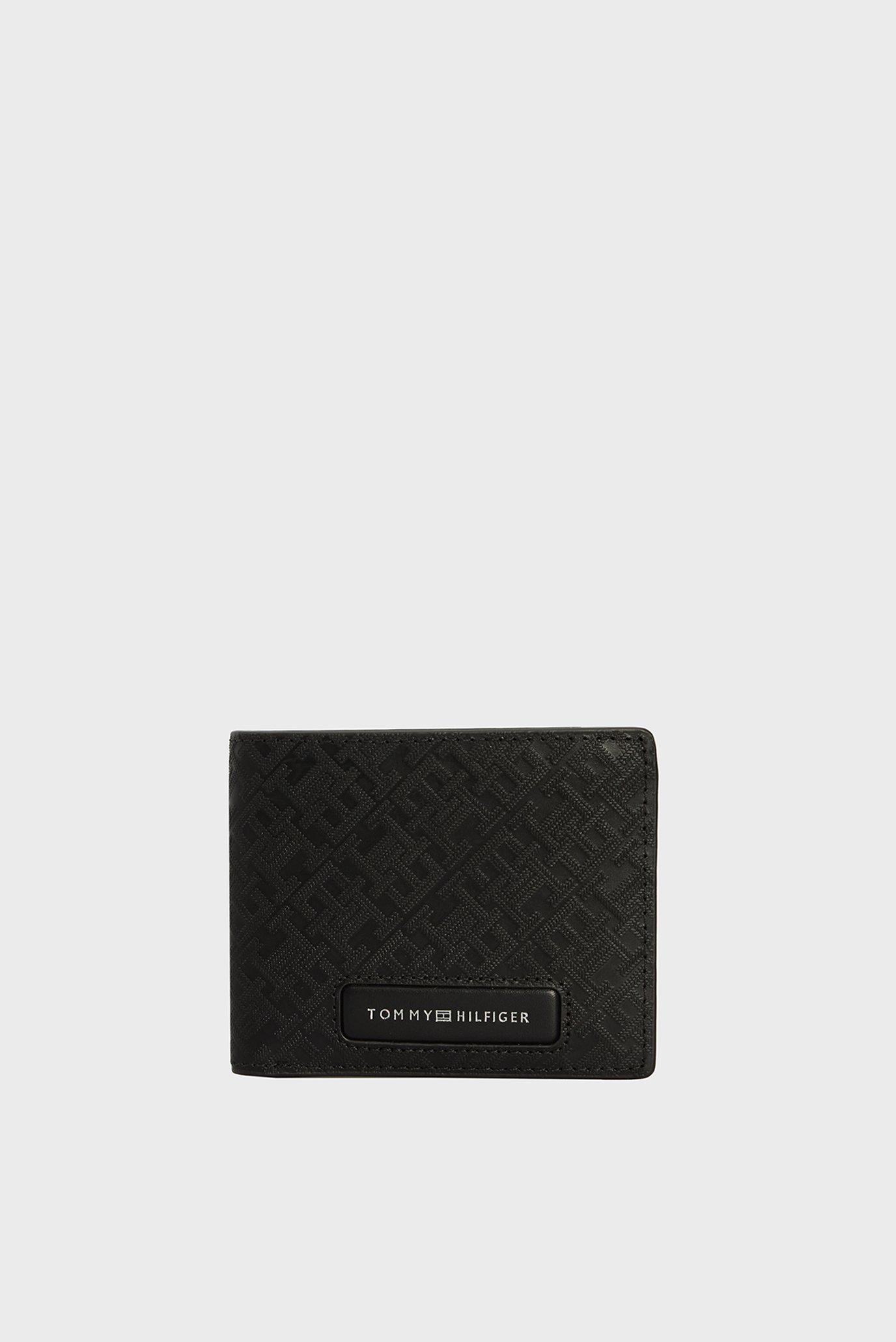 Чоловічий чорний шкіряний гаманець з візерунком TH MONOGRAM MINI CC WALLET 1