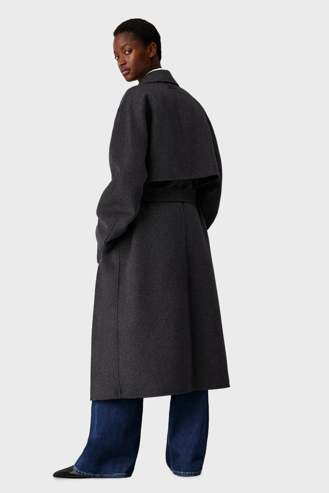 Женское темно-серое шерстяное пальто LS DF WOOL LONG WRAP COAT