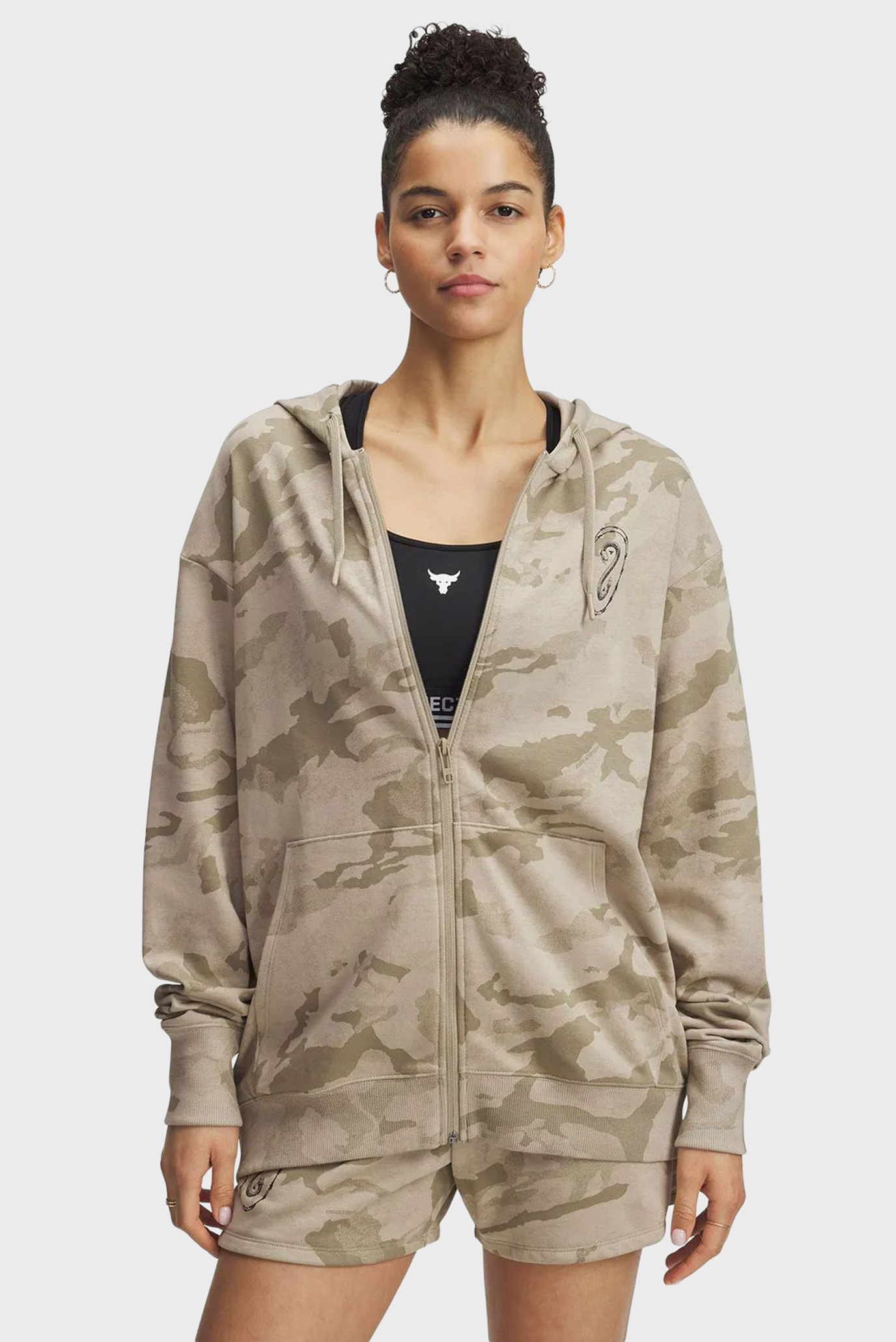 Женское бежевое камуфляжное худи Pjt Rck Terry Full Zip Бежевый S Under Armour 1389708-299 Женское бежевое камуфляжное худи Pjt Rck Terry Full Zip Бежевый S Under Armour 1389708-299