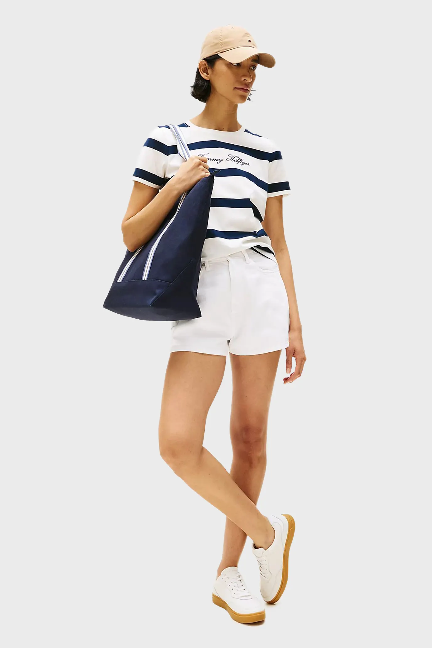 Жіноча біла футболка у смужку SCRIPT REG 2