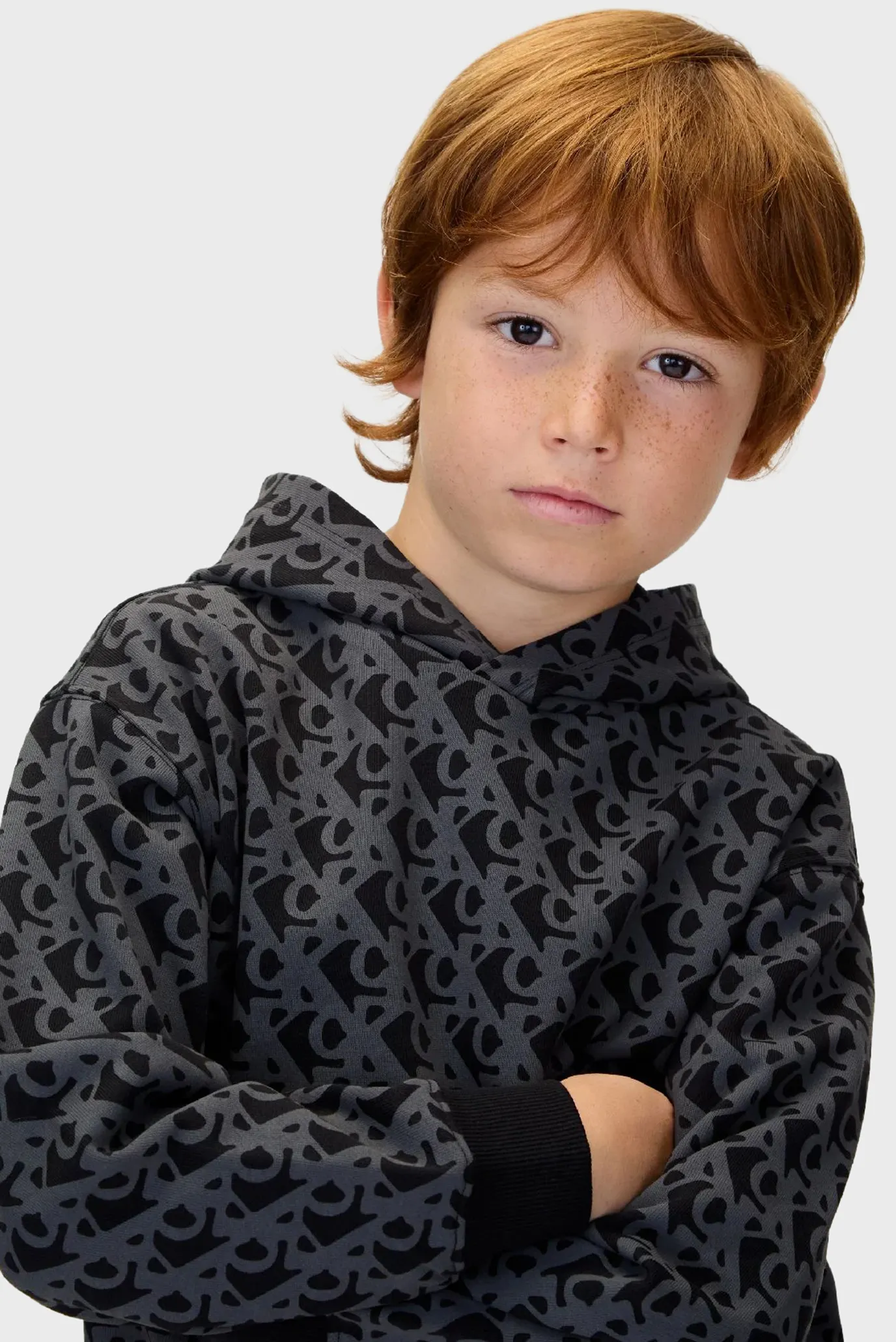 Дитяче чорне худі з візерунком LOGO 4