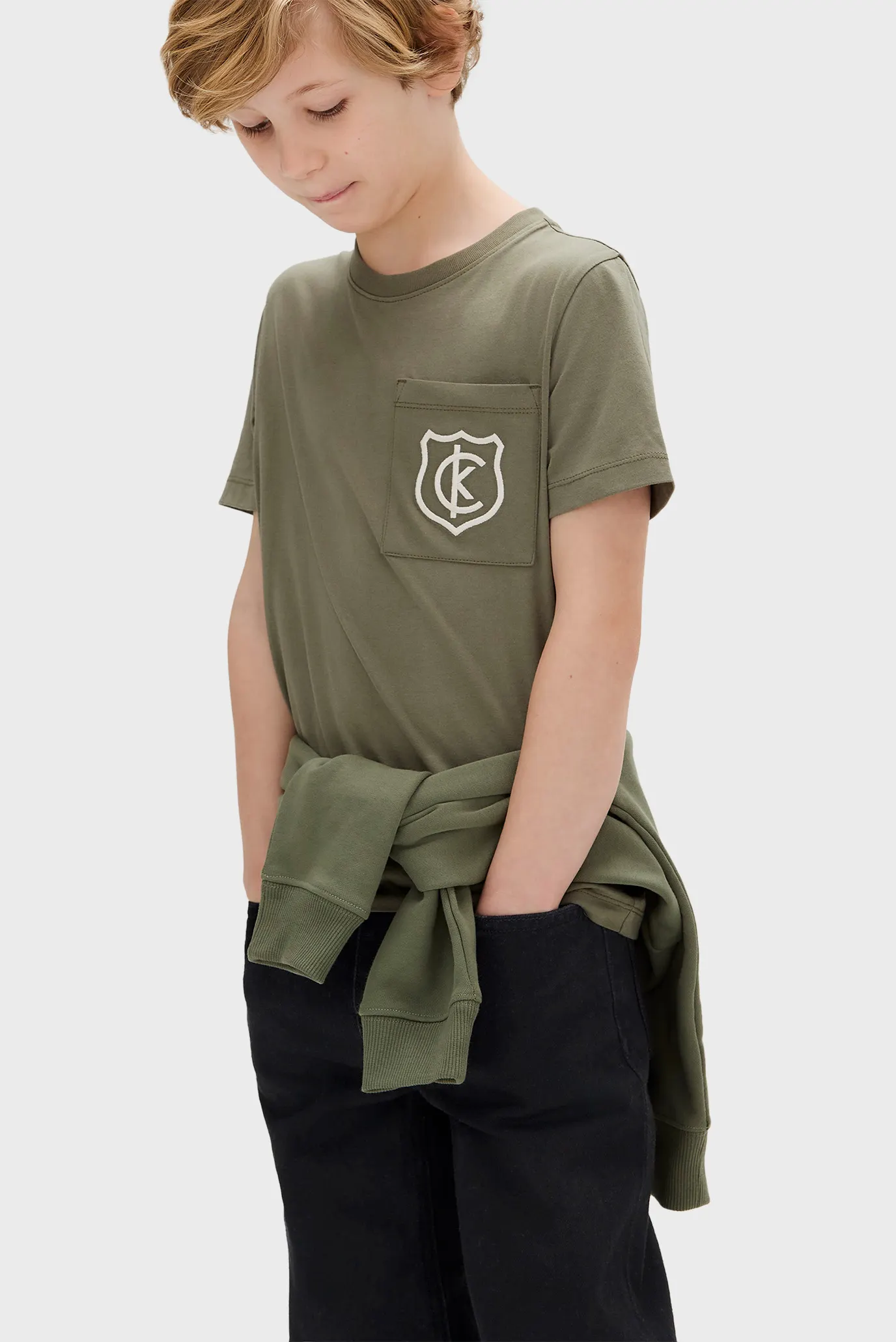 Дитяча оливкова футболка CREST LOGO 2