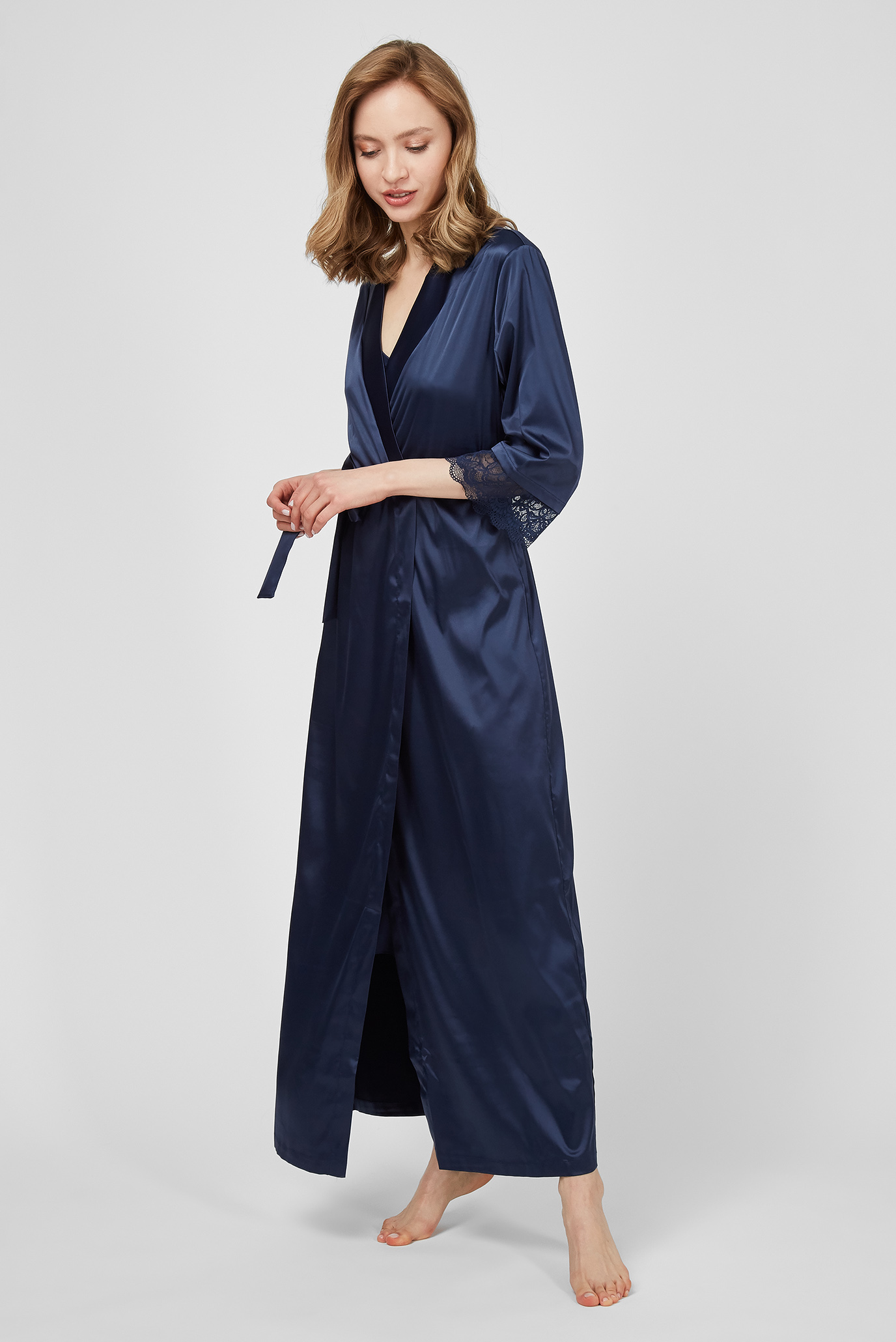 Жіночий темно-синій халат 1