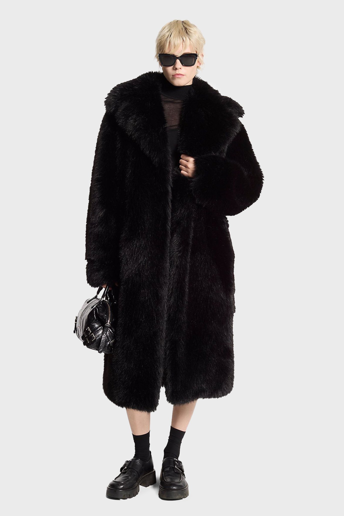 Женская черная шуба FAUX FUR LONG COAT 1