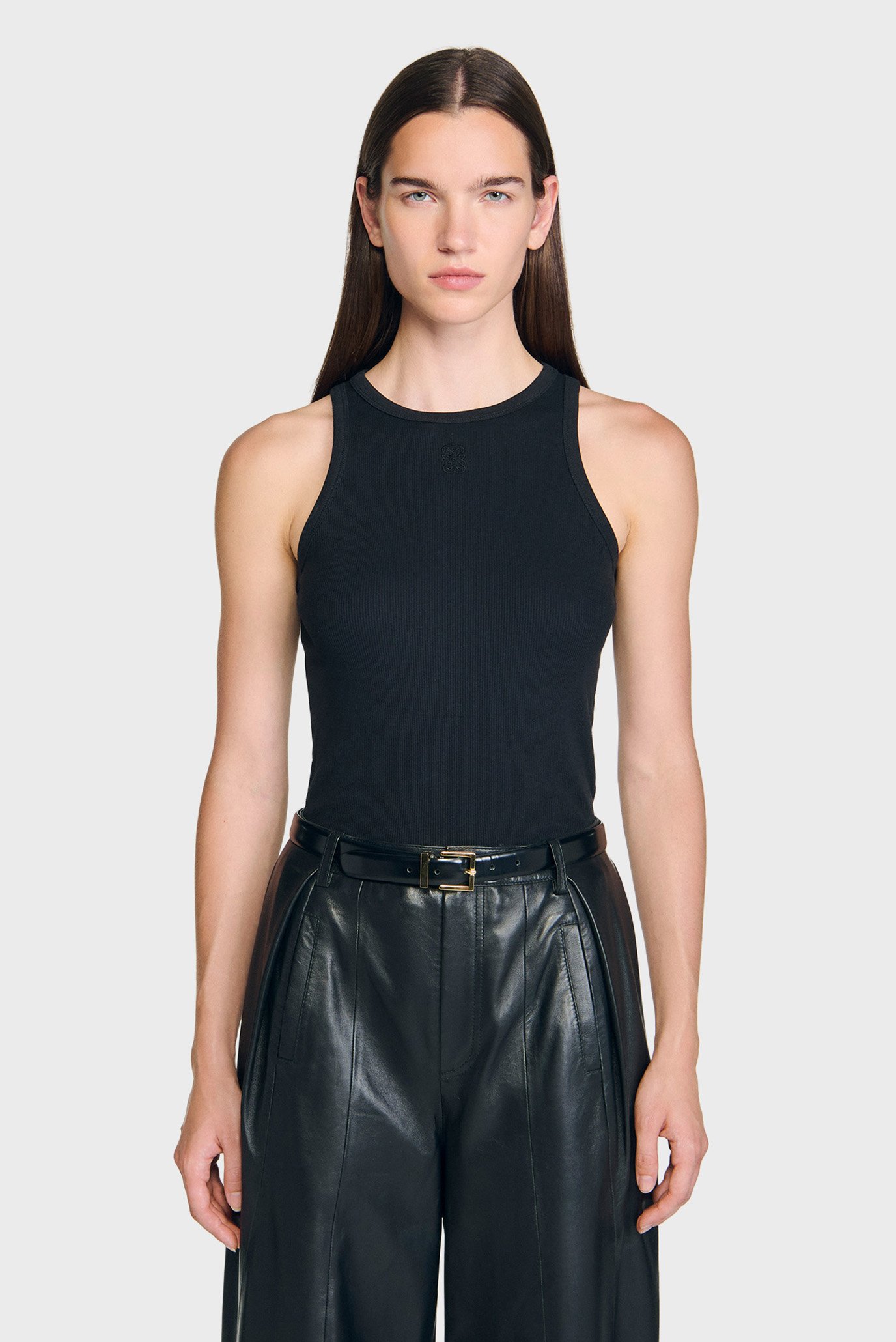 Женская черная майка Черный M Sandro SFPTS01525_Black Женская черная майка Черный M Sandro SFPTS01525_Black