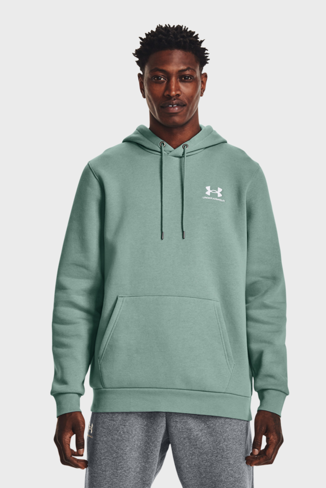 Чоловіче м'ятне худі UA Essential Fleece Hoodie-GRN 1