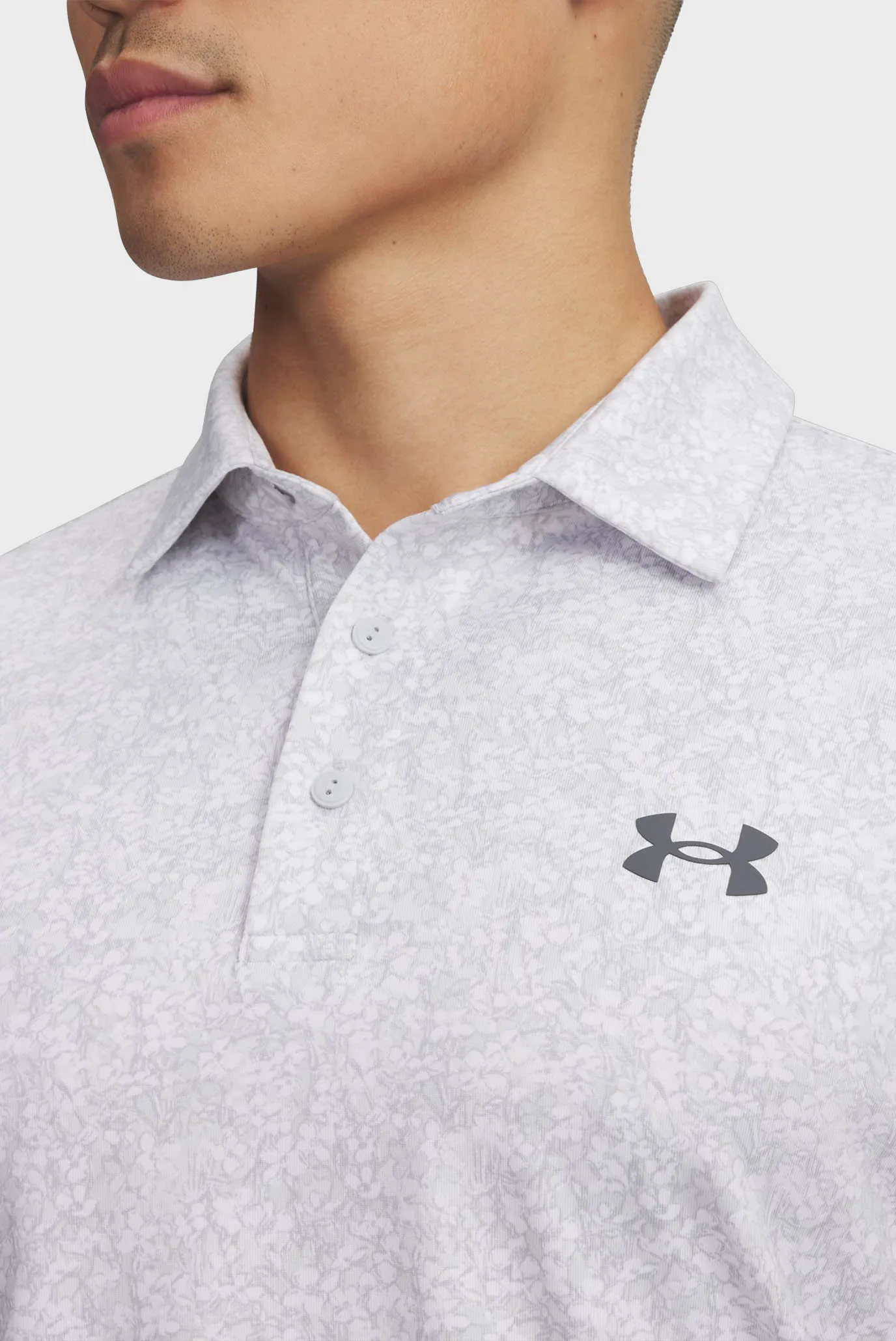 Чоловіче світло-сіре поло з візерунком UA Playoff 3.0 Printed Polo 3