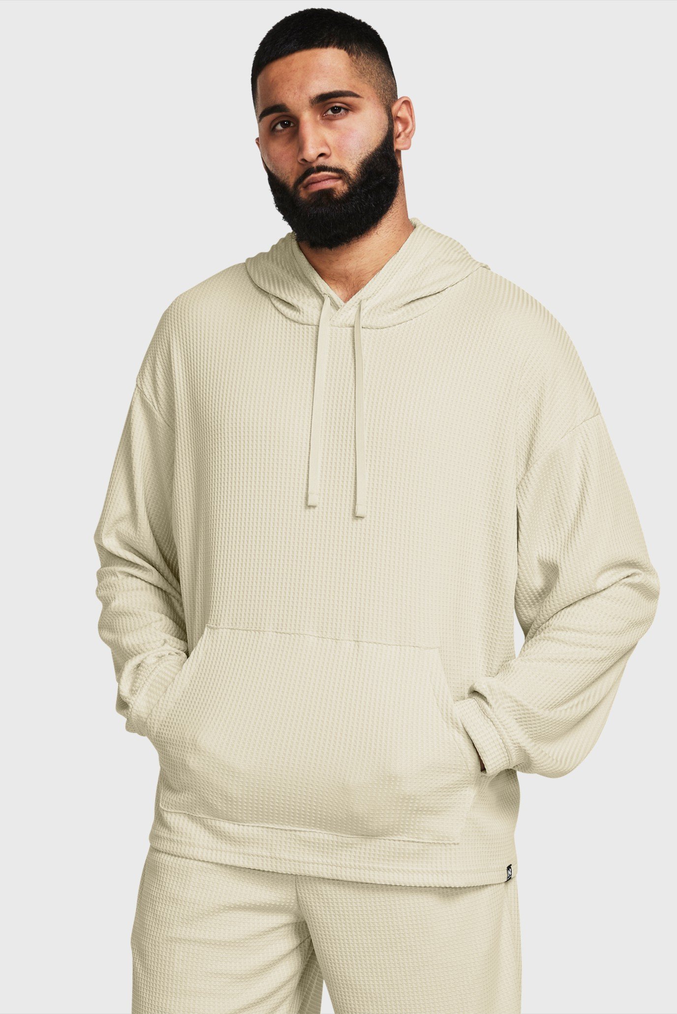 Мужское бежевое худи UA Rival Waffle Hoodie 1