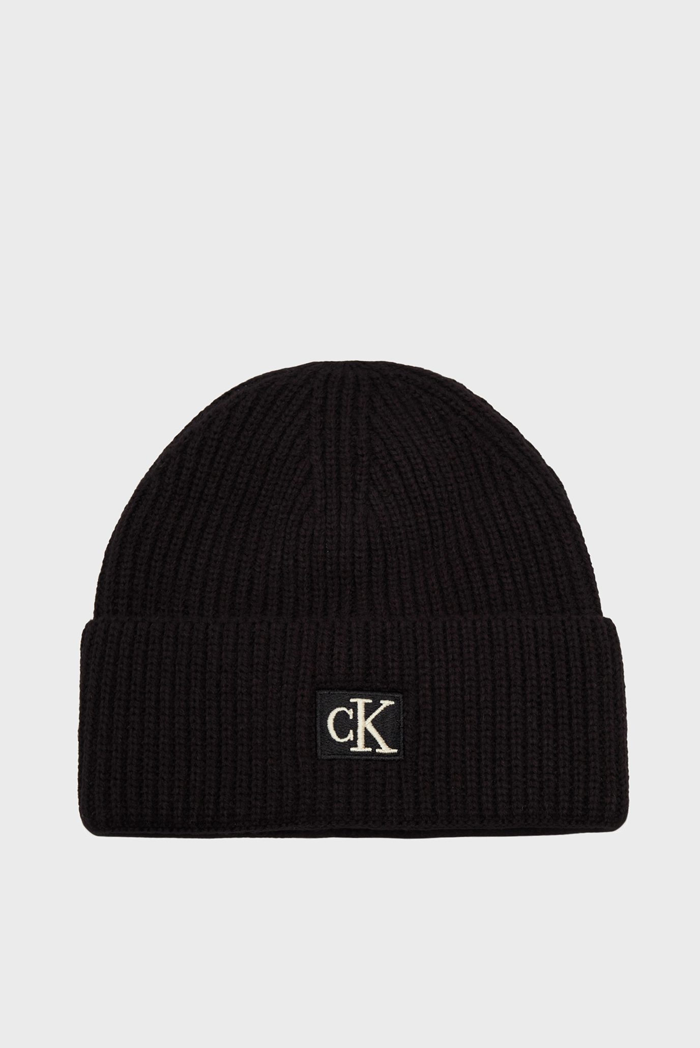 Детская черная шапка MONOGRAM RIB BEANIE 1