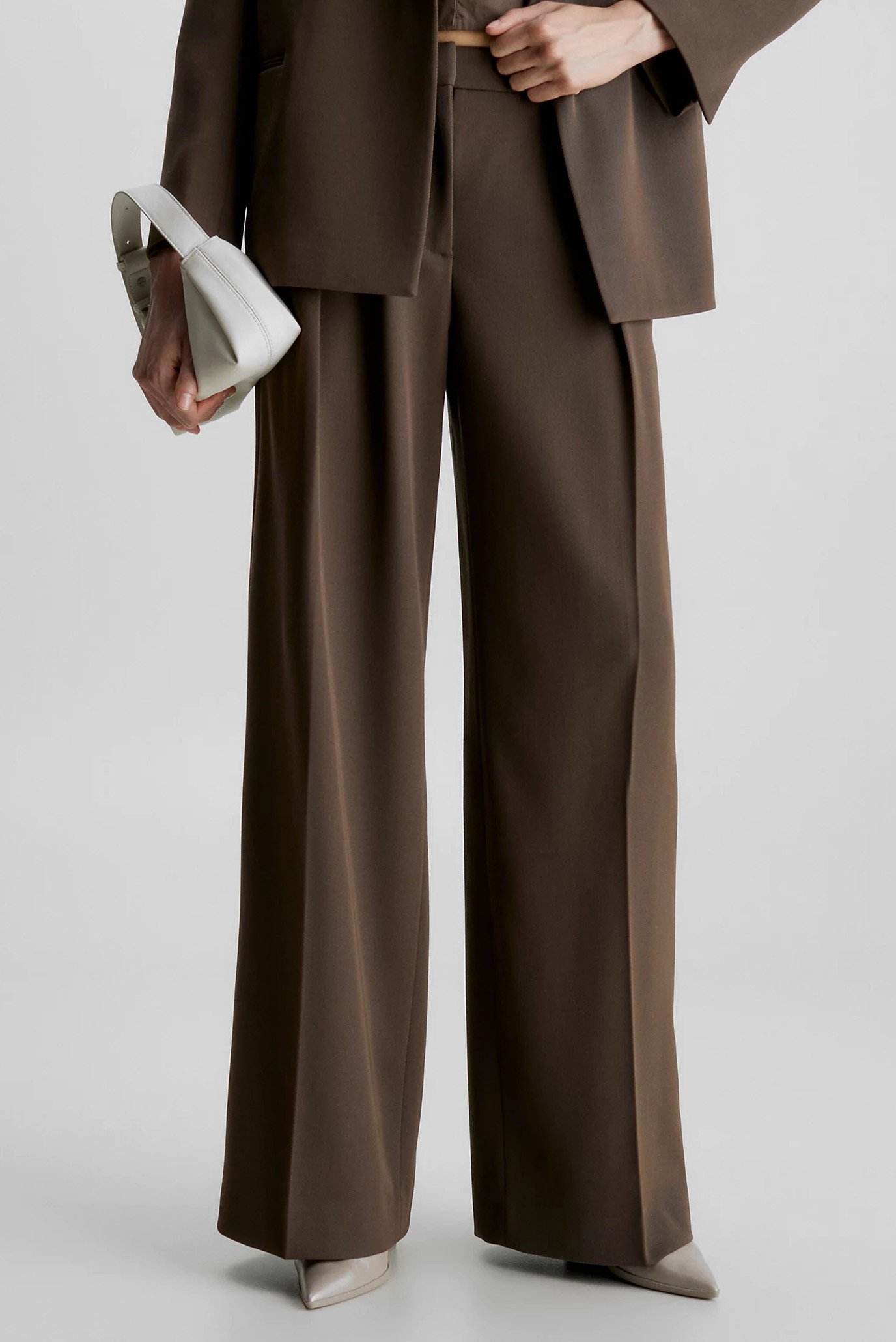 Жіночі коричневі брюки WOOL TWILL EXTRA WIDE LEG 1