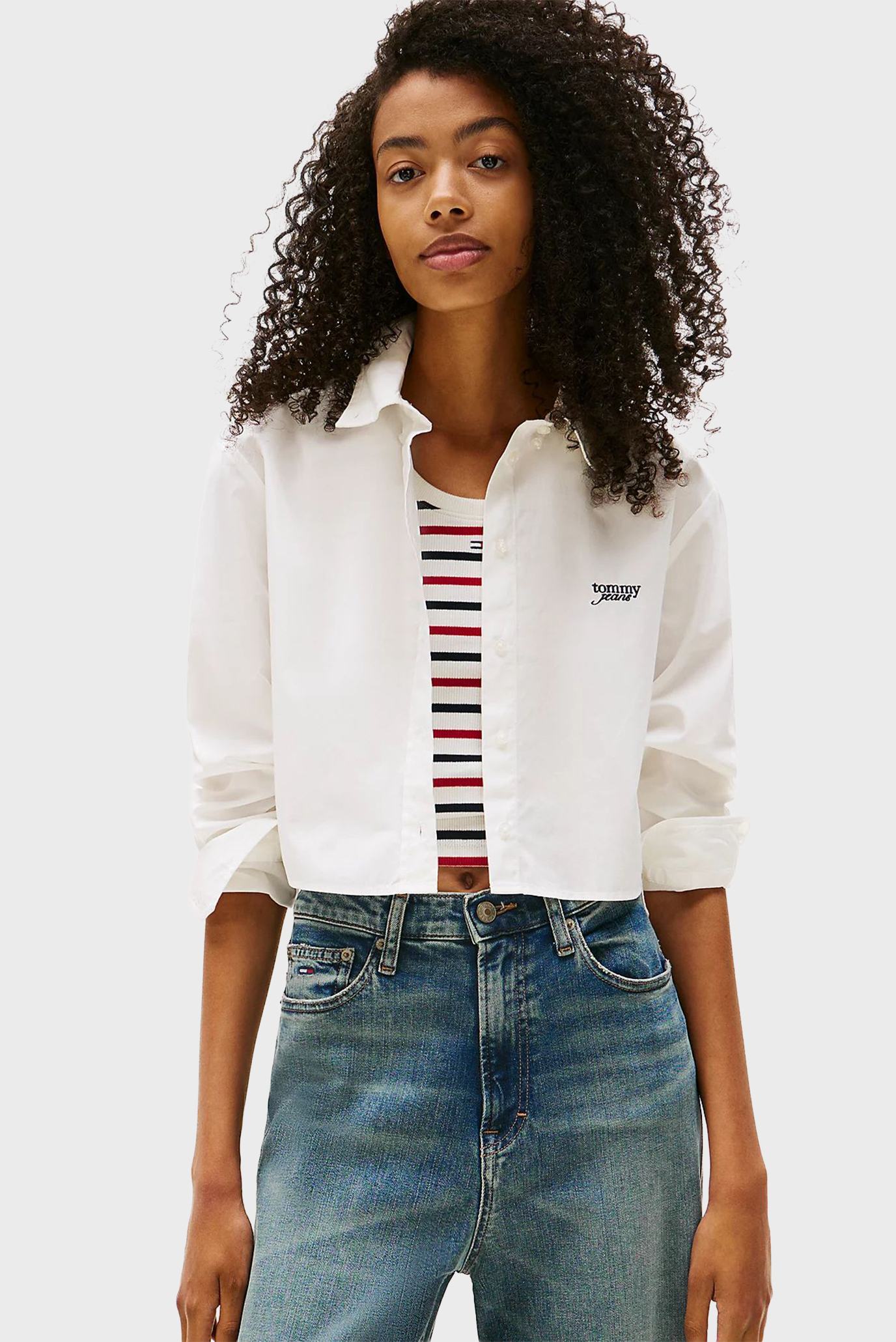 Женская белая рубашка STRIPE Белый S Tommy Jeans DW0DW21400 Женская белая рубашка STRIPE Белый S Tommy Jeans DW0DW21400