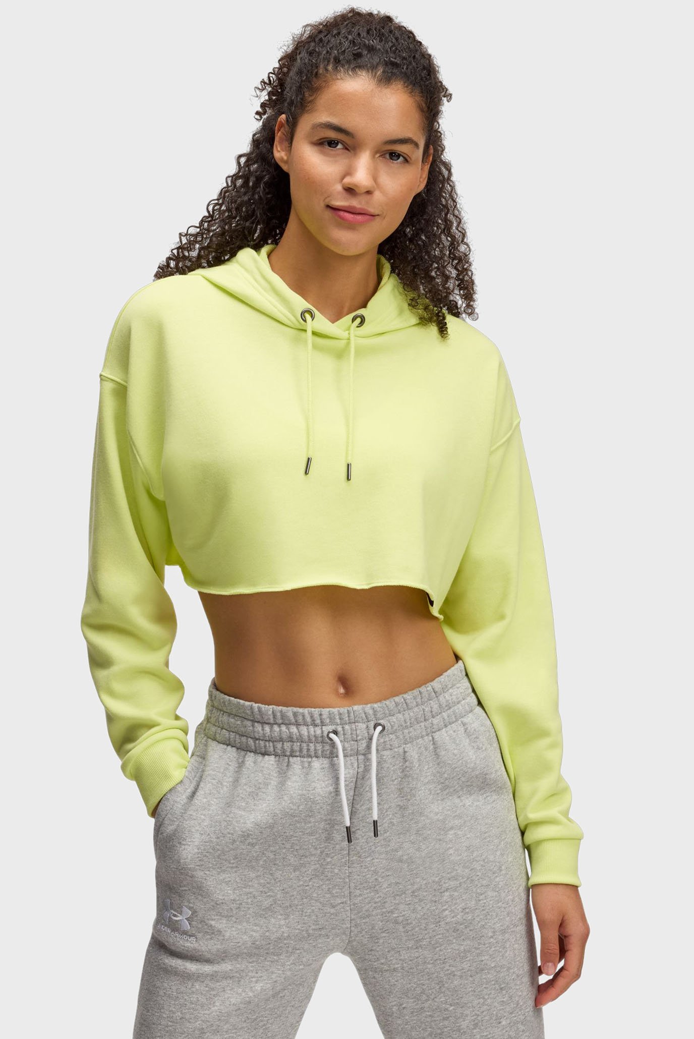 Женское салатовое худи UA Icon Terry Crop Hoodie 1