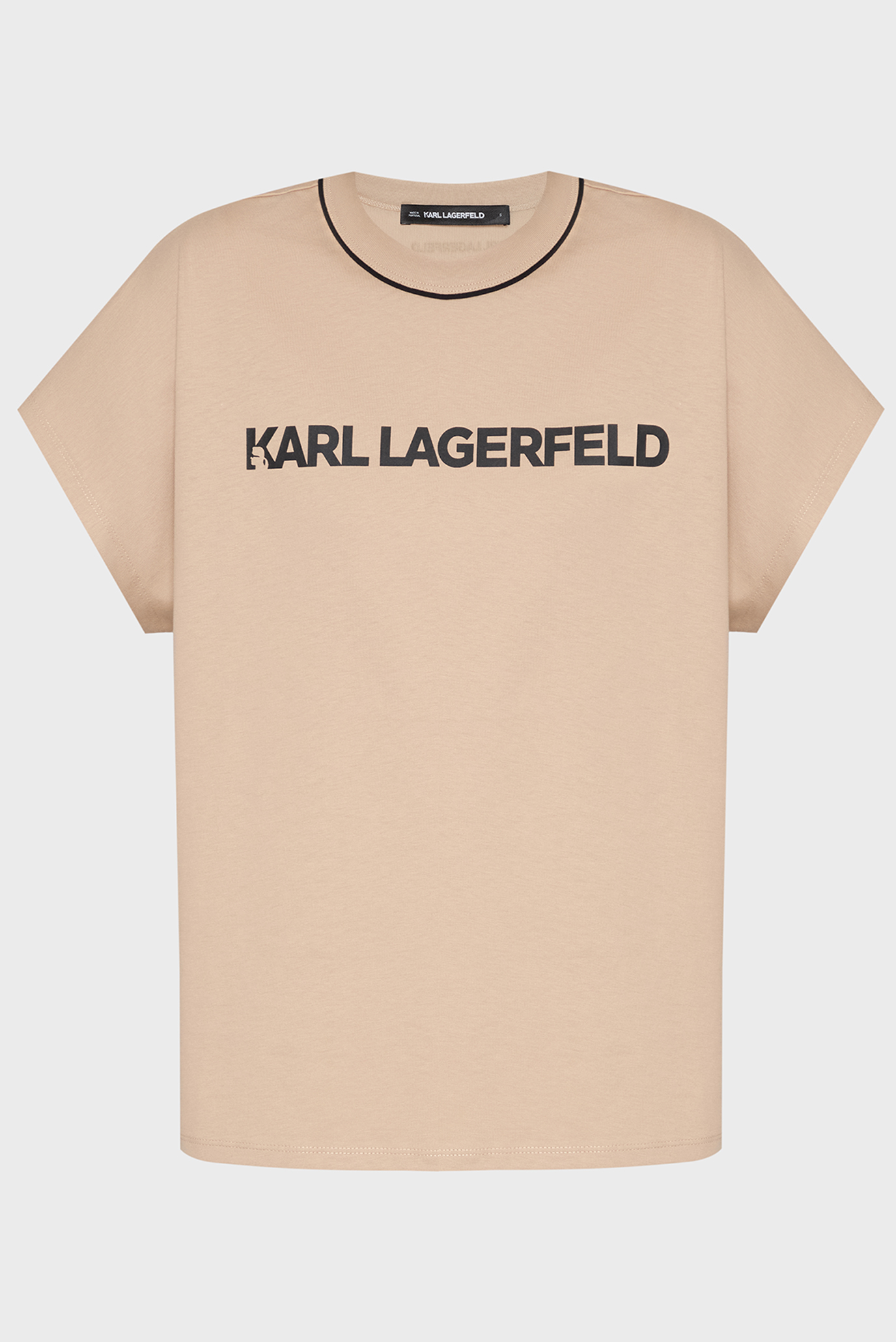 Женская бежевая футболка LOGO PIPING T-SHIRT Бежевый S Karl Lagerfeld A2W17109 Женская бежевая футболка LOGO PIPING T-SHIRT Бежевый S Karl Lagerfeld A2W17109