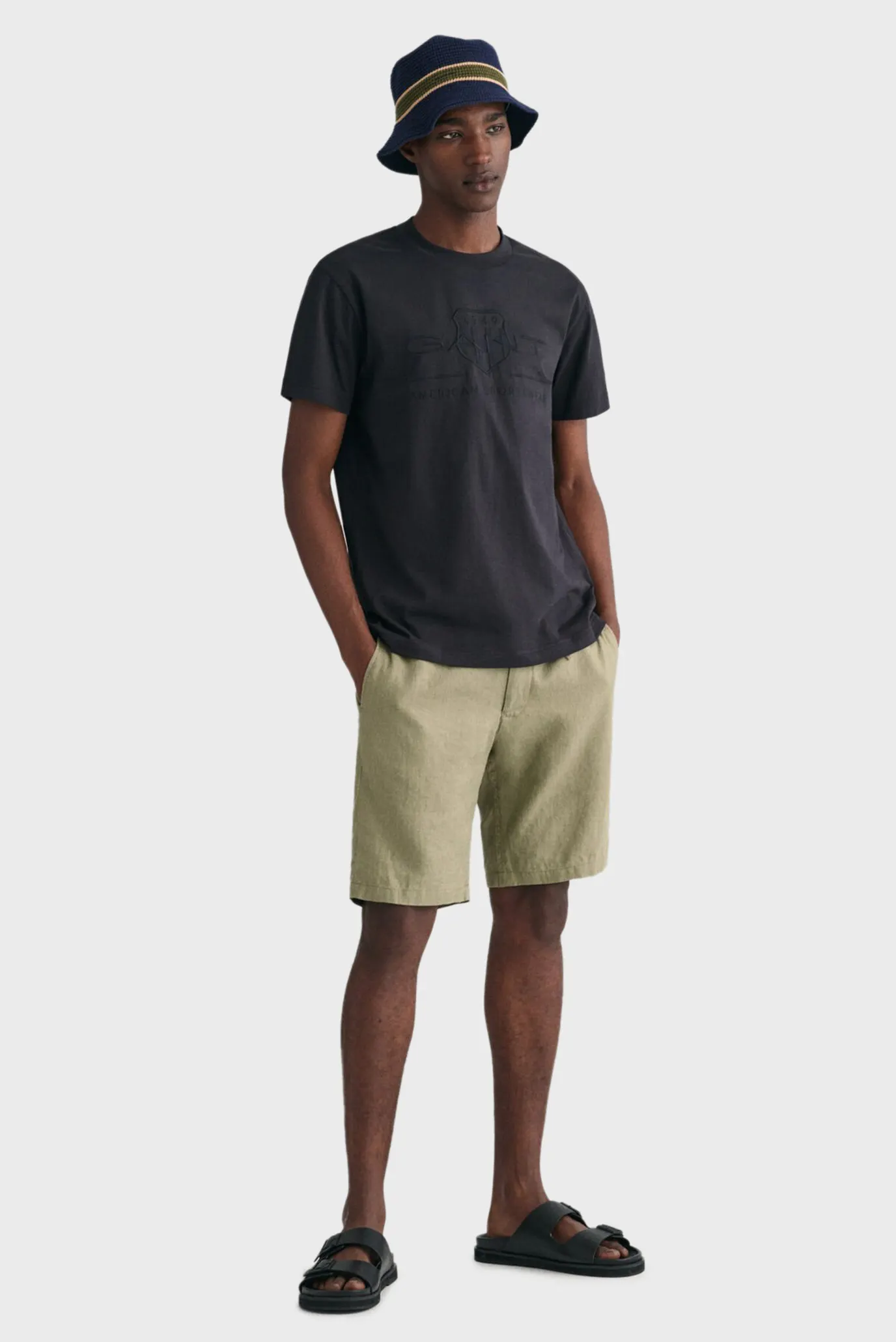 Чоловічі оливкові лляні шорти RELAXED LINEN DS 3