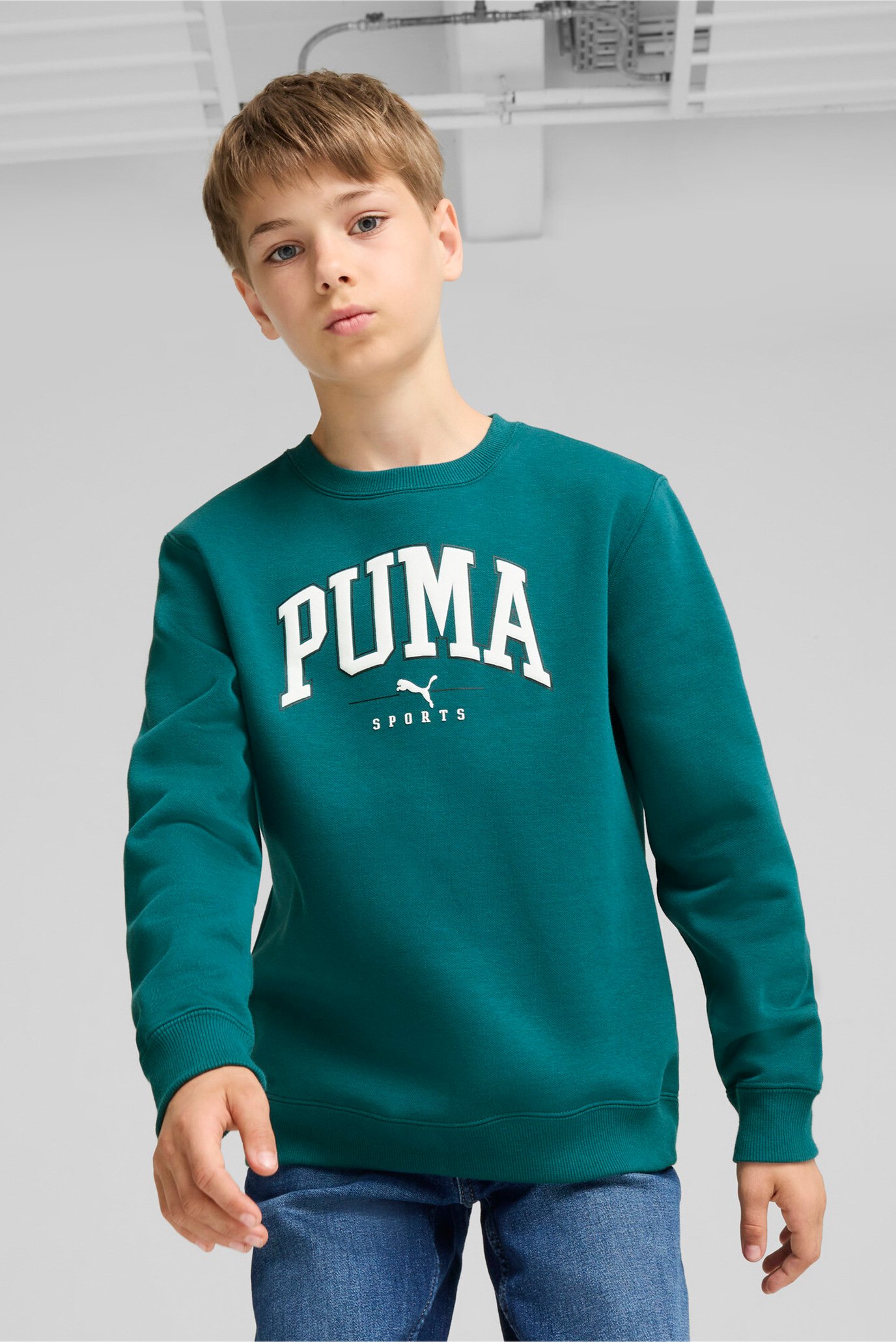 Детский зеленый свитшот PUMA SQUAD Crew Youth 1