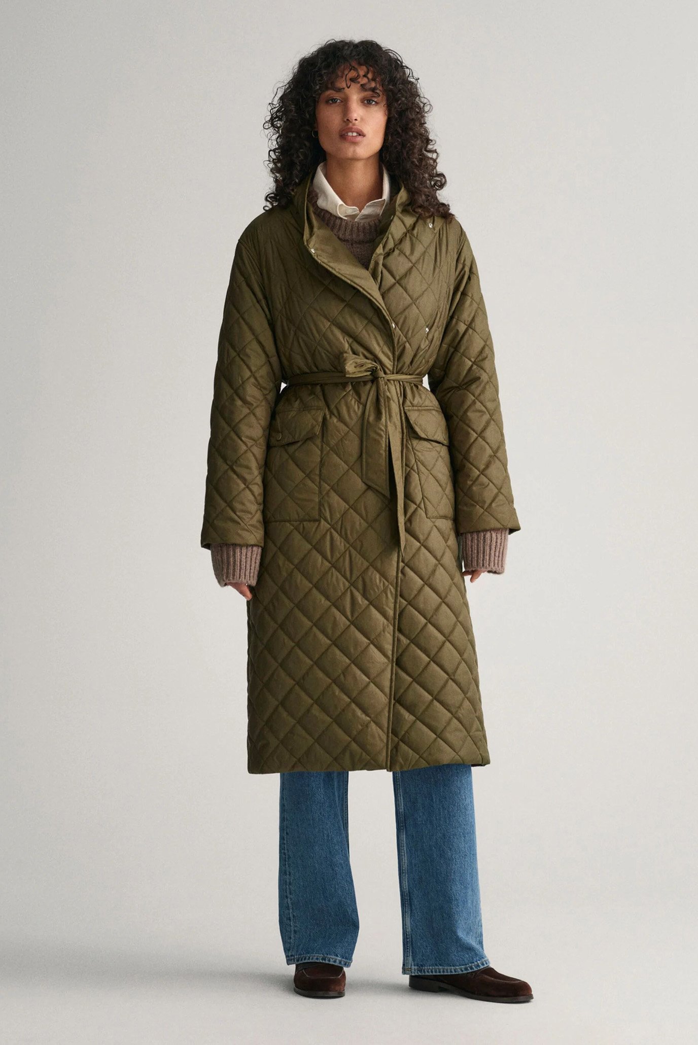 Женская оливковая куртка QUILTED COAT 1
