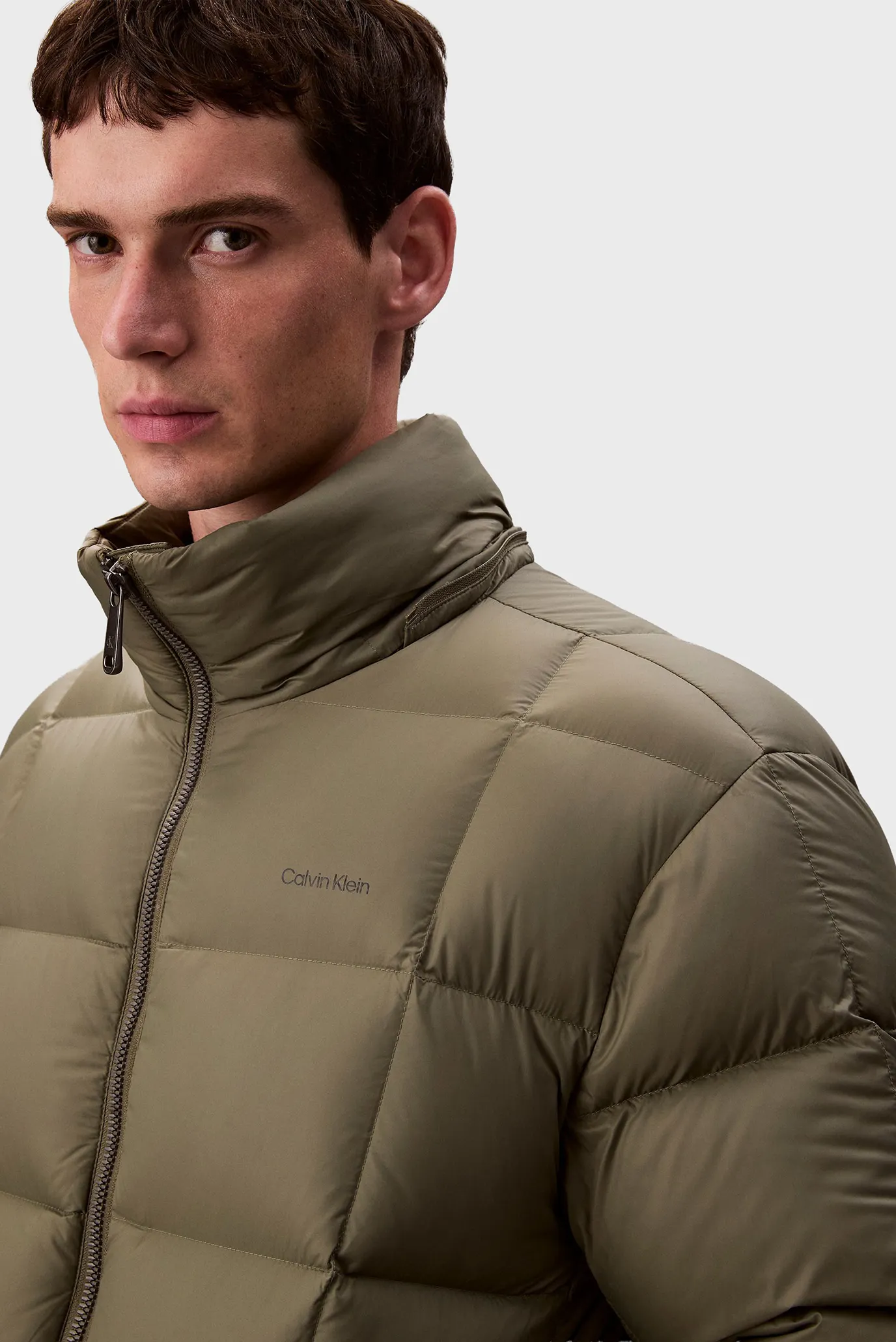 Чоловічий оливковий пуховик QUILTED DETACHABLE 6