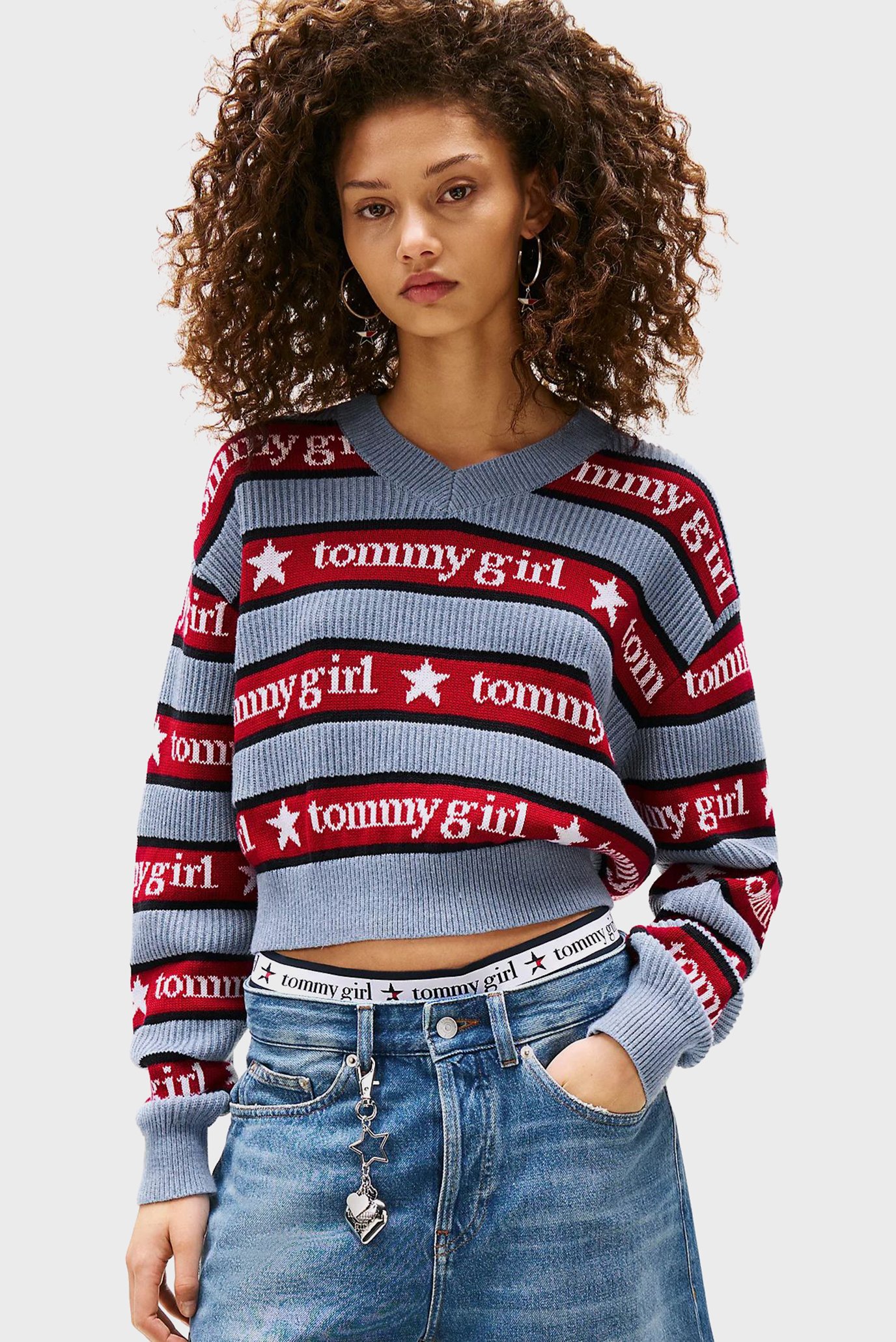 Женский свитер в полоску TOMMY GIRL Разноцветный M Tommy Jeans DW0DW21235 Женский свитер в полоску TOMMY GIRL Разноцветный M Tommy Jeans DW0DW21235