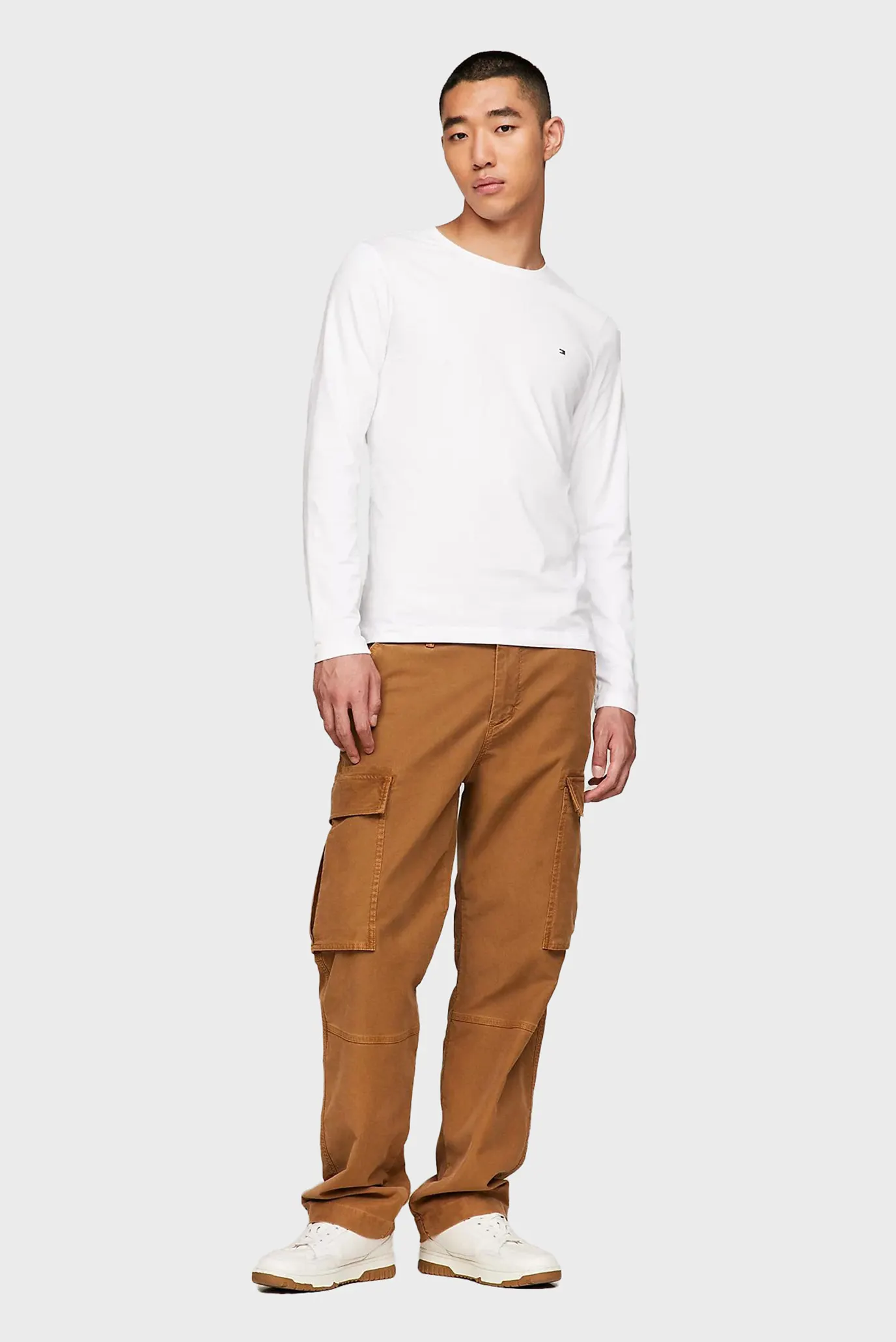 Мужской белый лонгслив STRETCH SLIM FIT LONG SLEEVE TEE 2