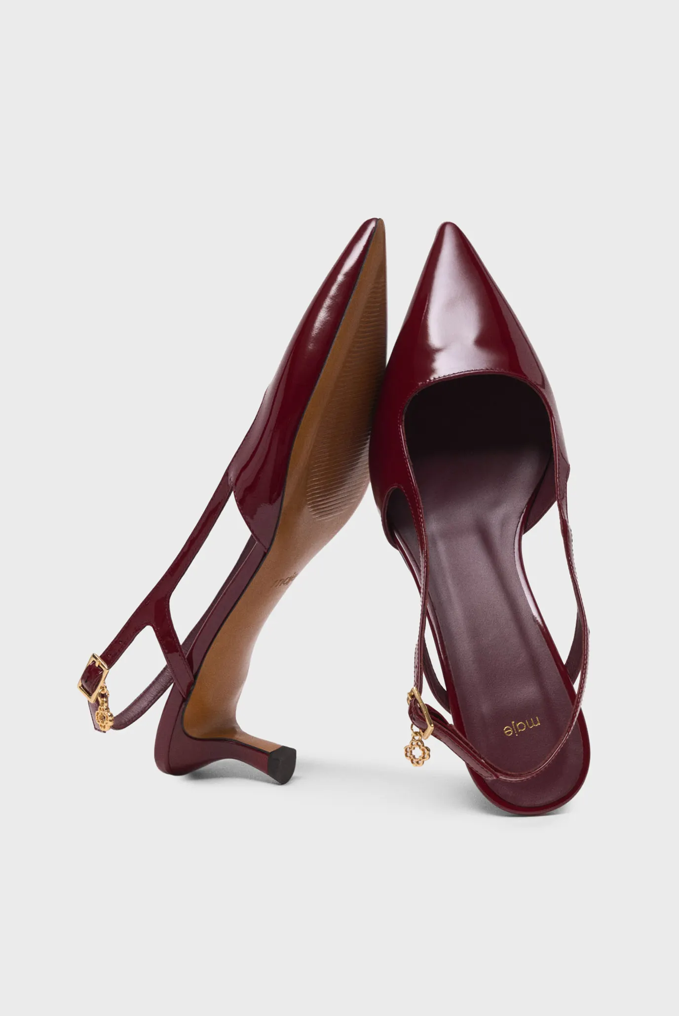 Жіночі бордові шкіряні слінгбеки 5