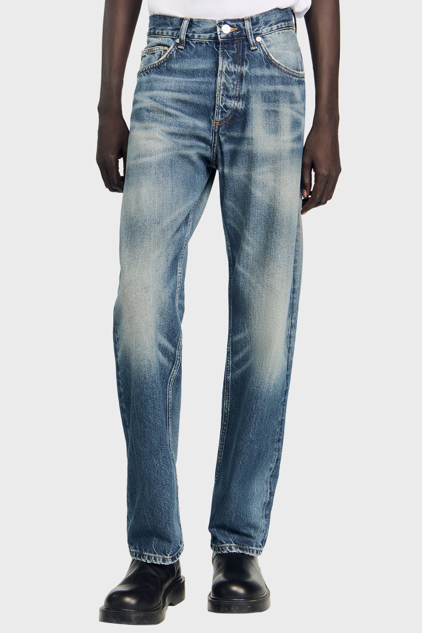 Мужские синие джинсы Синий 30 Sandro SHPJE00759_Blue Vintage - Denim Мужские синие джинсы Синий 30 Sandro SHPJE00759_Blue Vintage - Denim