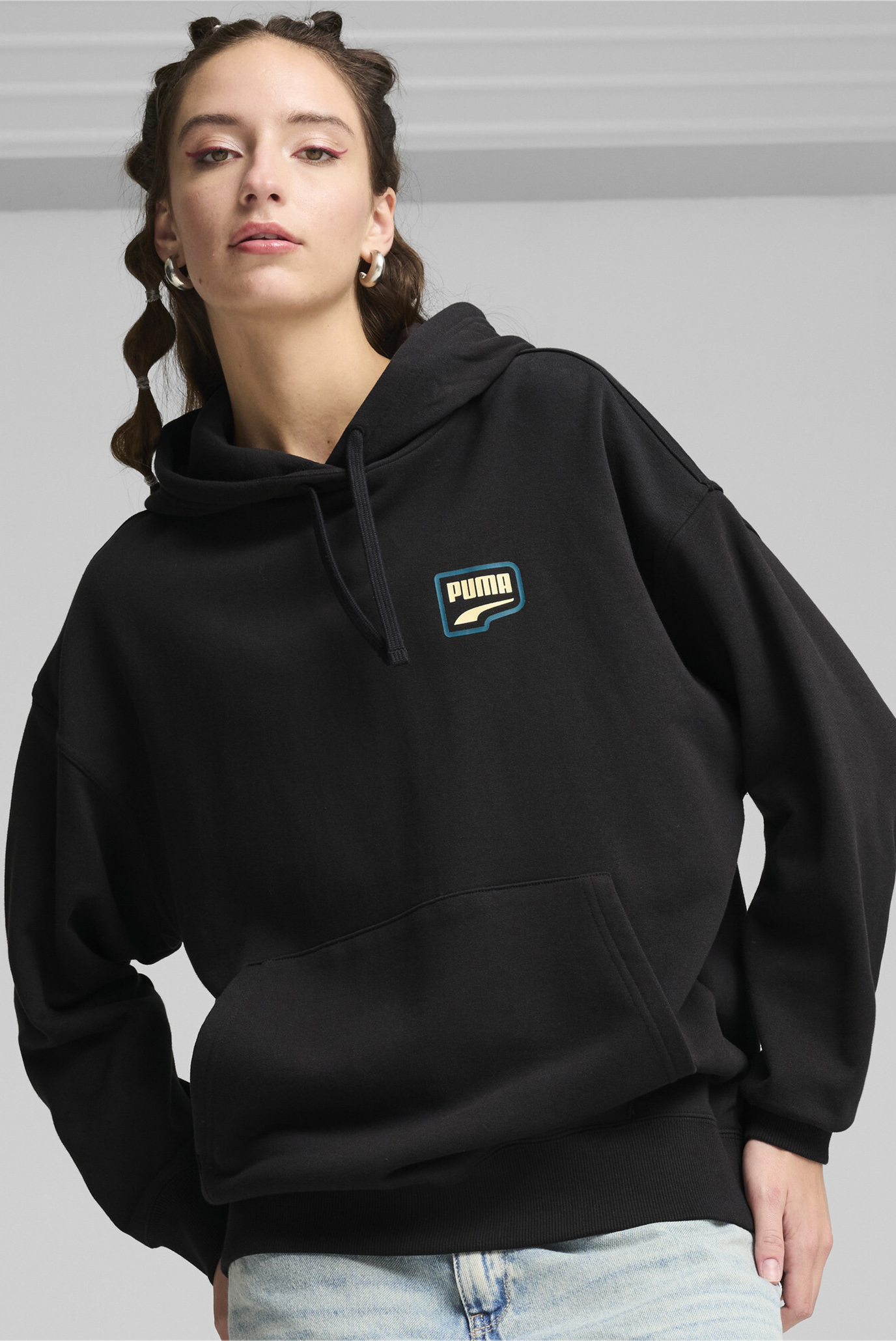 Женское черное худи DOWNTOWN Oversized Hoodie Women 1