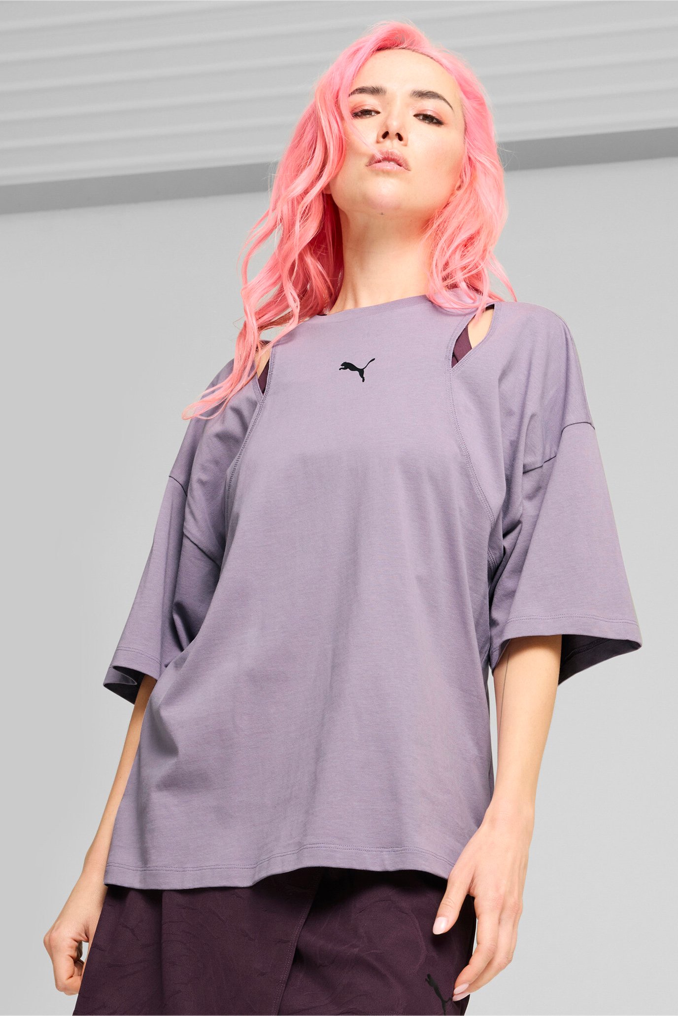 Жіноча бузкова футболка DARE TO Oversized Cut-out Tee Women 1