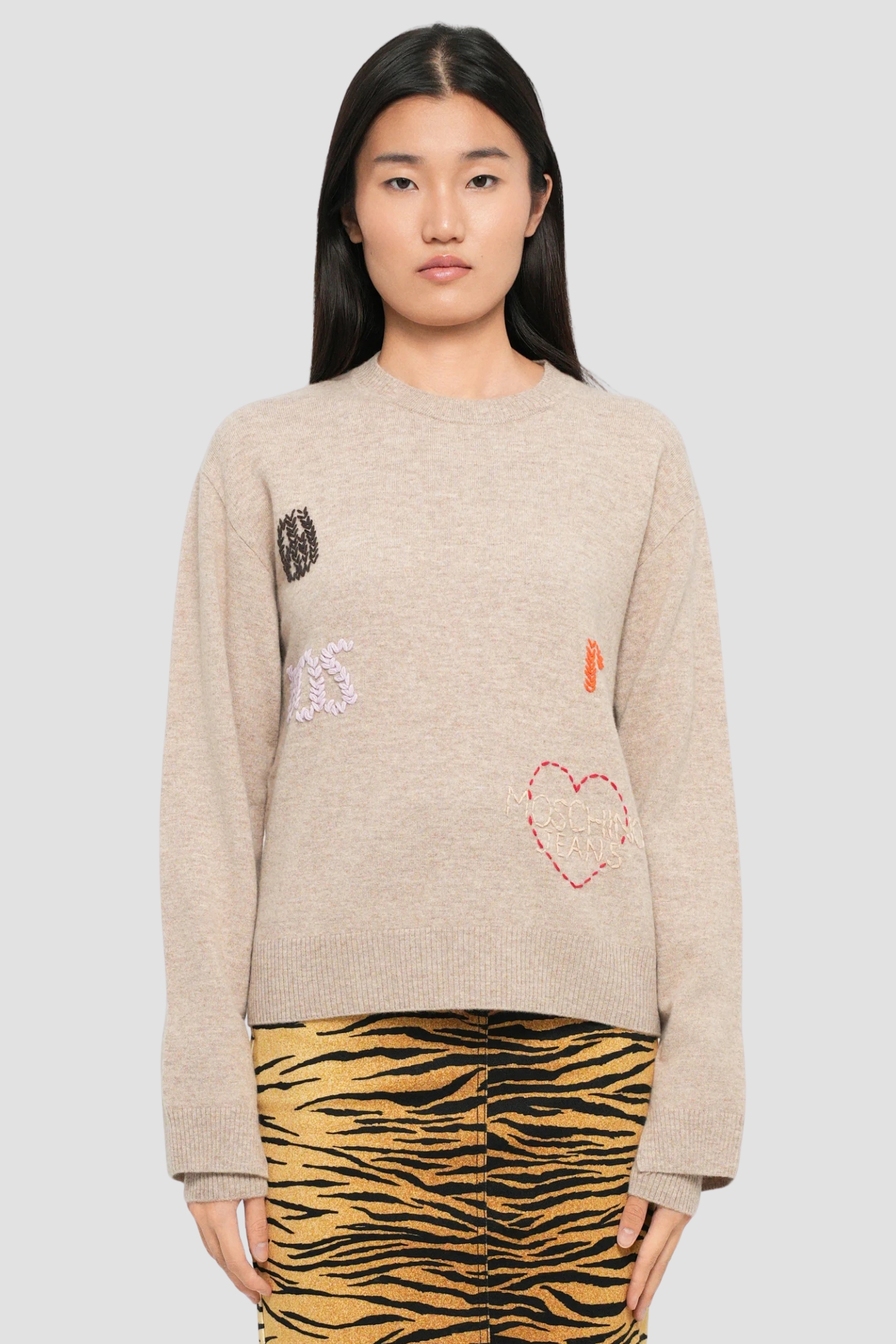Женский бежевый шерстяной джемпер Бежевый S Moschino A0932.8206;1019 Женский бежевый шерстяной джемпер Бежевый S Moschino A0932.8206;1019