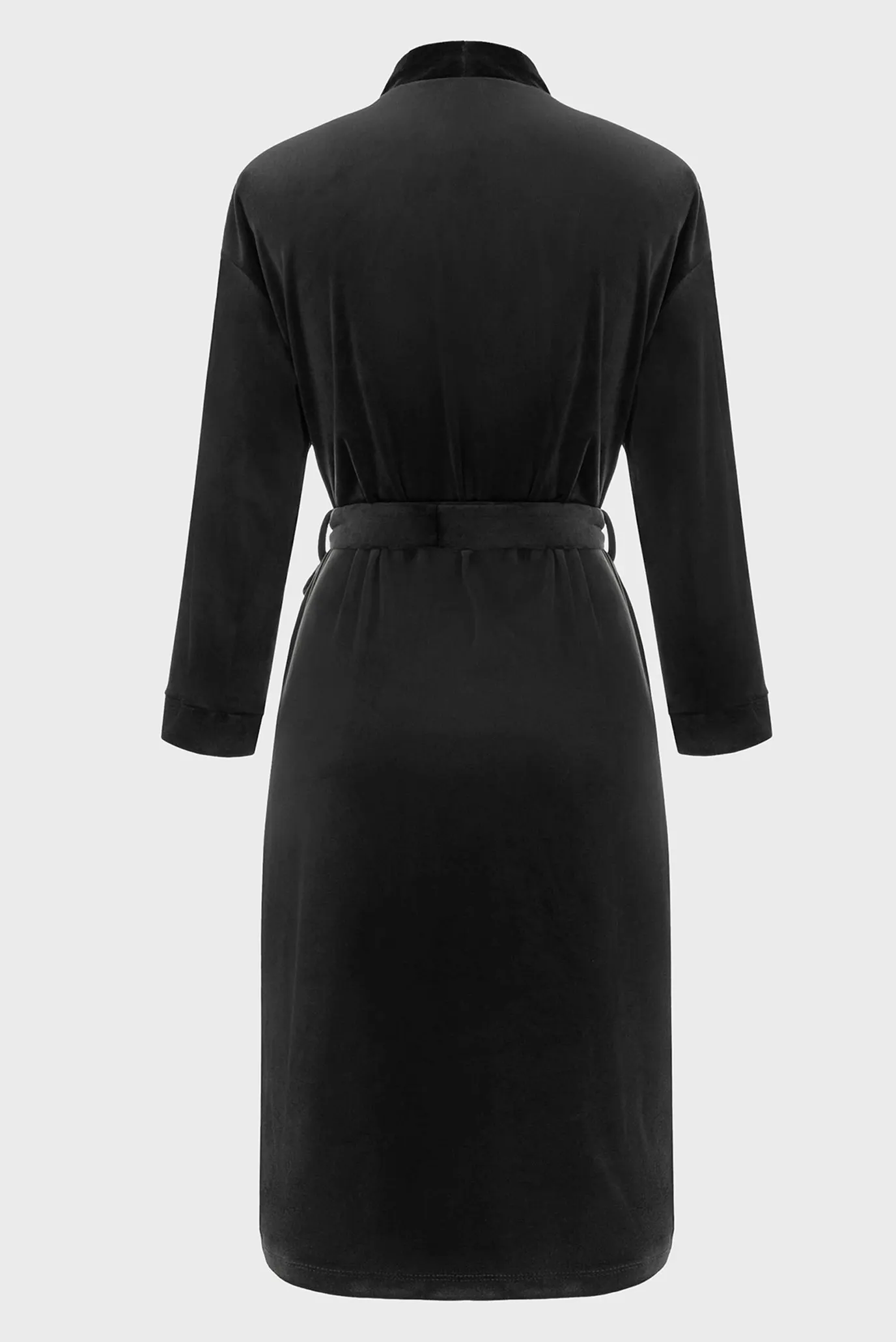 Жіночий чорний велюровий халат 2